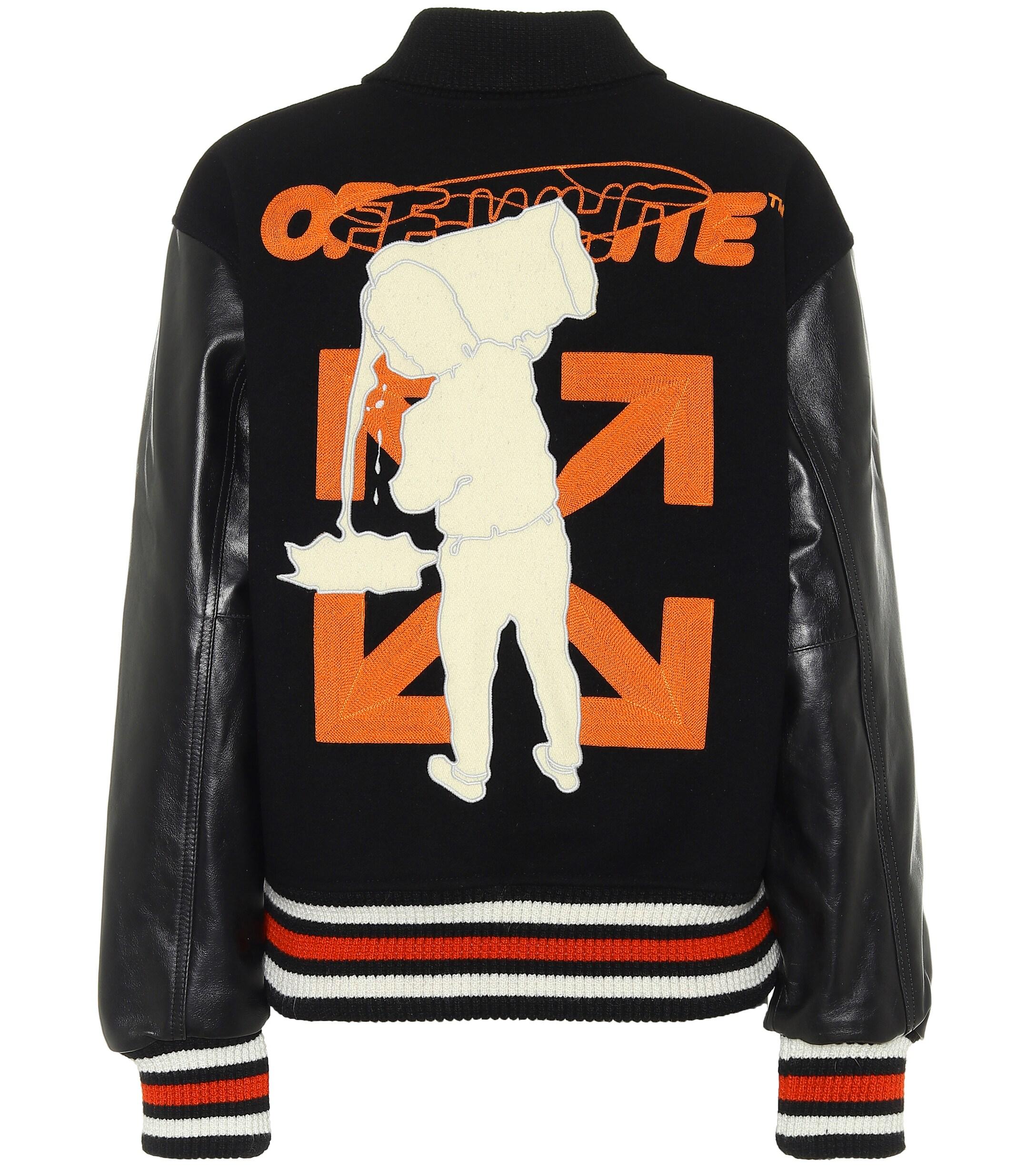 OffWhite c/o Virgil Abloh Barrel Varsity Jacket in Black Lyst