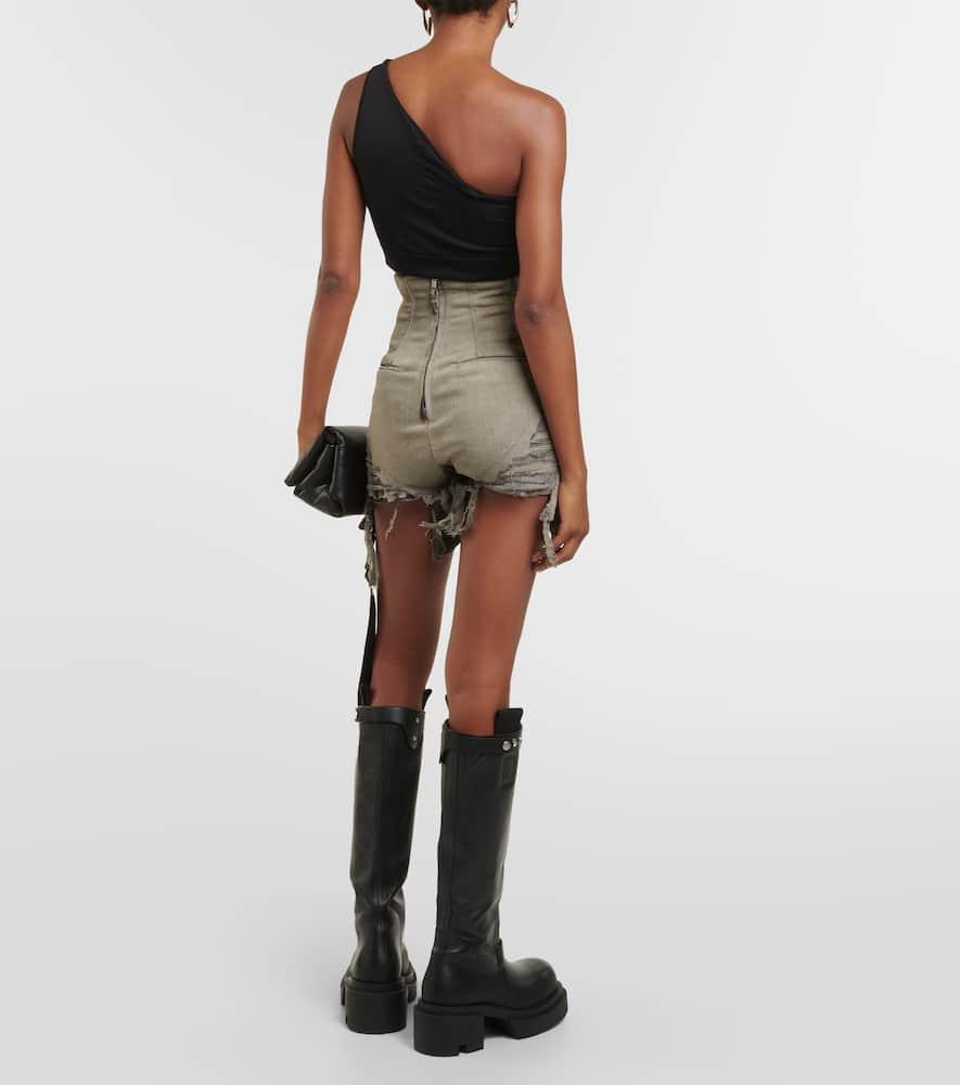 RICK OWENS 2024AW Dirt Cutofショートパンツ Rick Owens Shorts Dirt Cutoff In Denim Sky Stretch in Gray