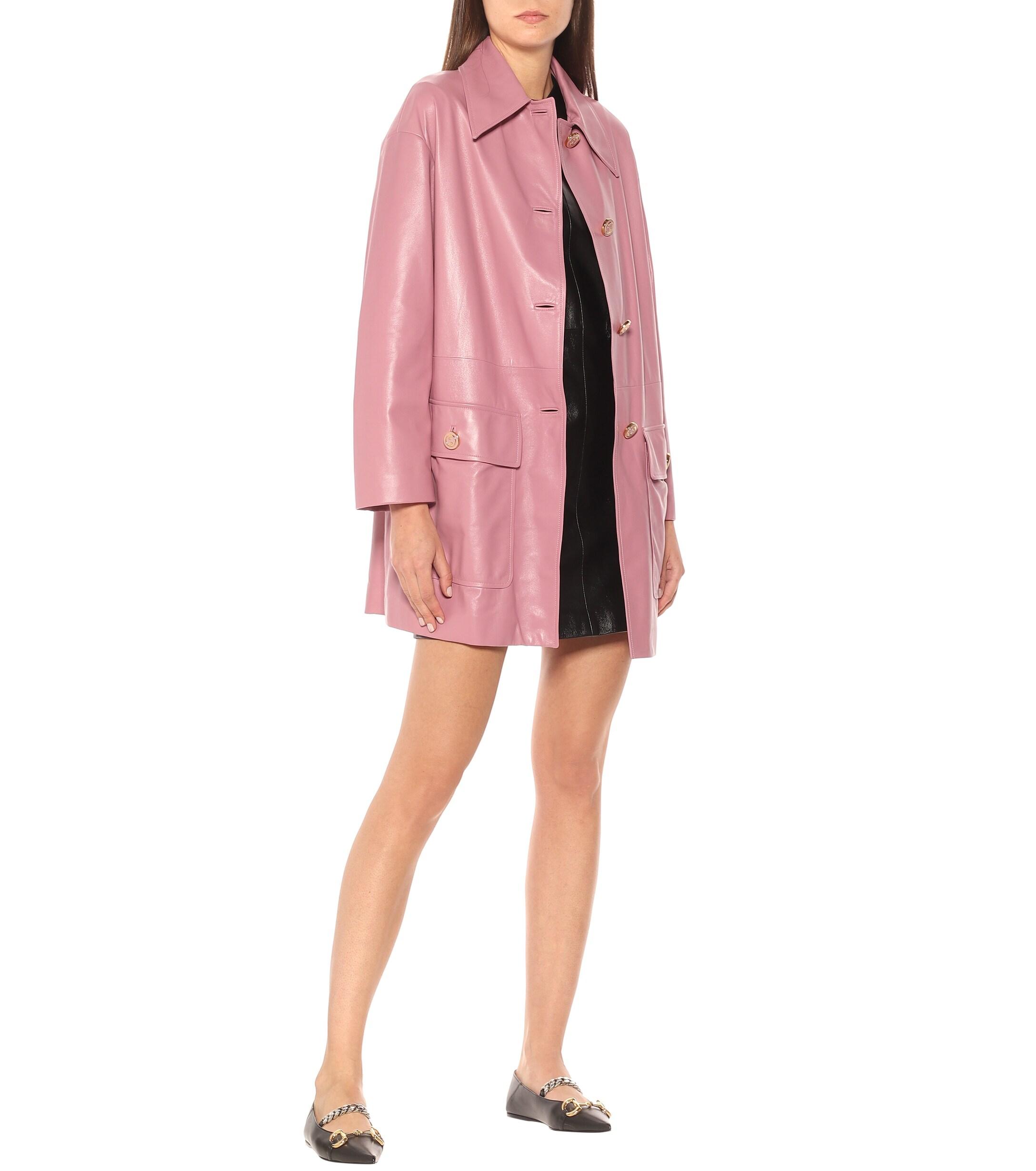 Reorganiseren Hobart climax Gucci Leather Coat in Pink | Lyst