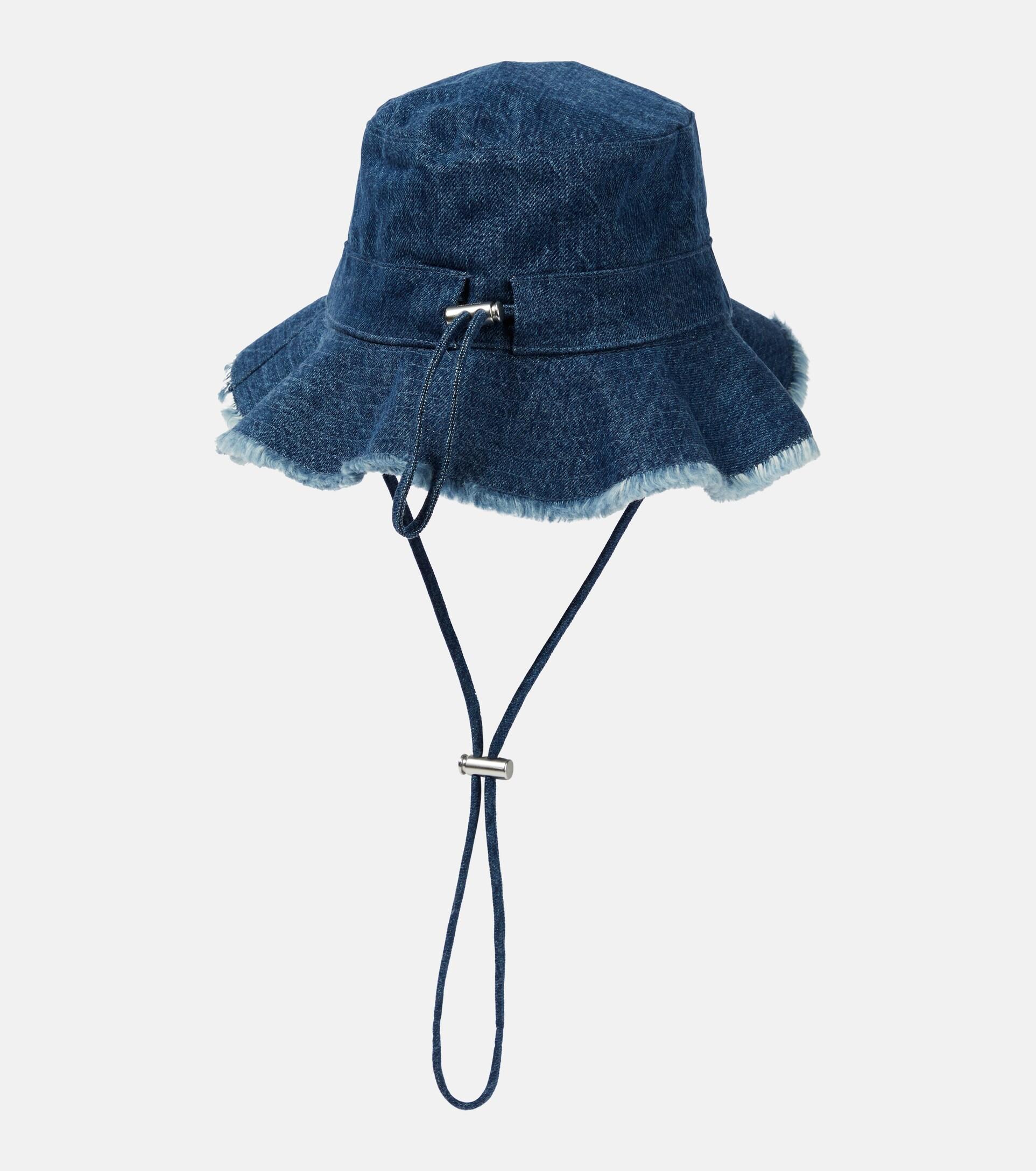 Jacquemus Blue Denim Frayed-Edge Bucket Hat Jacquemus Men main image 2