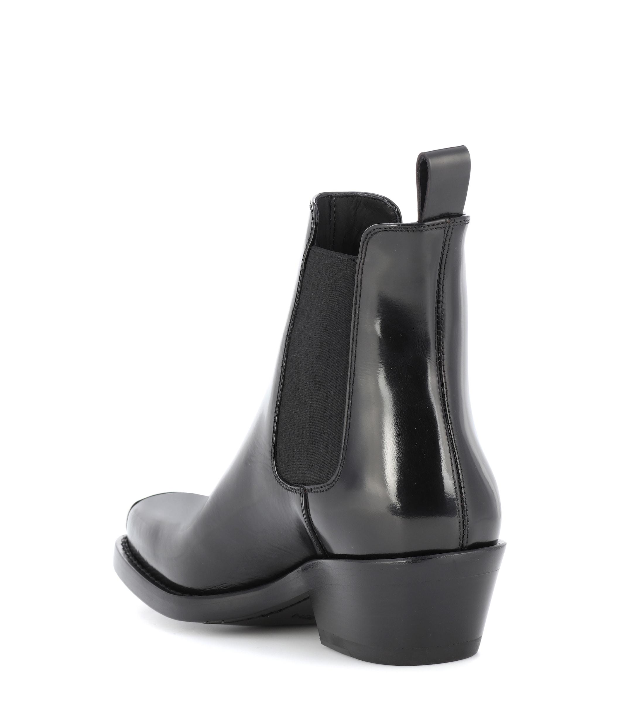 CALVIN KLEIN 205W39NYC Western Claire Leather Ankle Boots in Black | Lyst