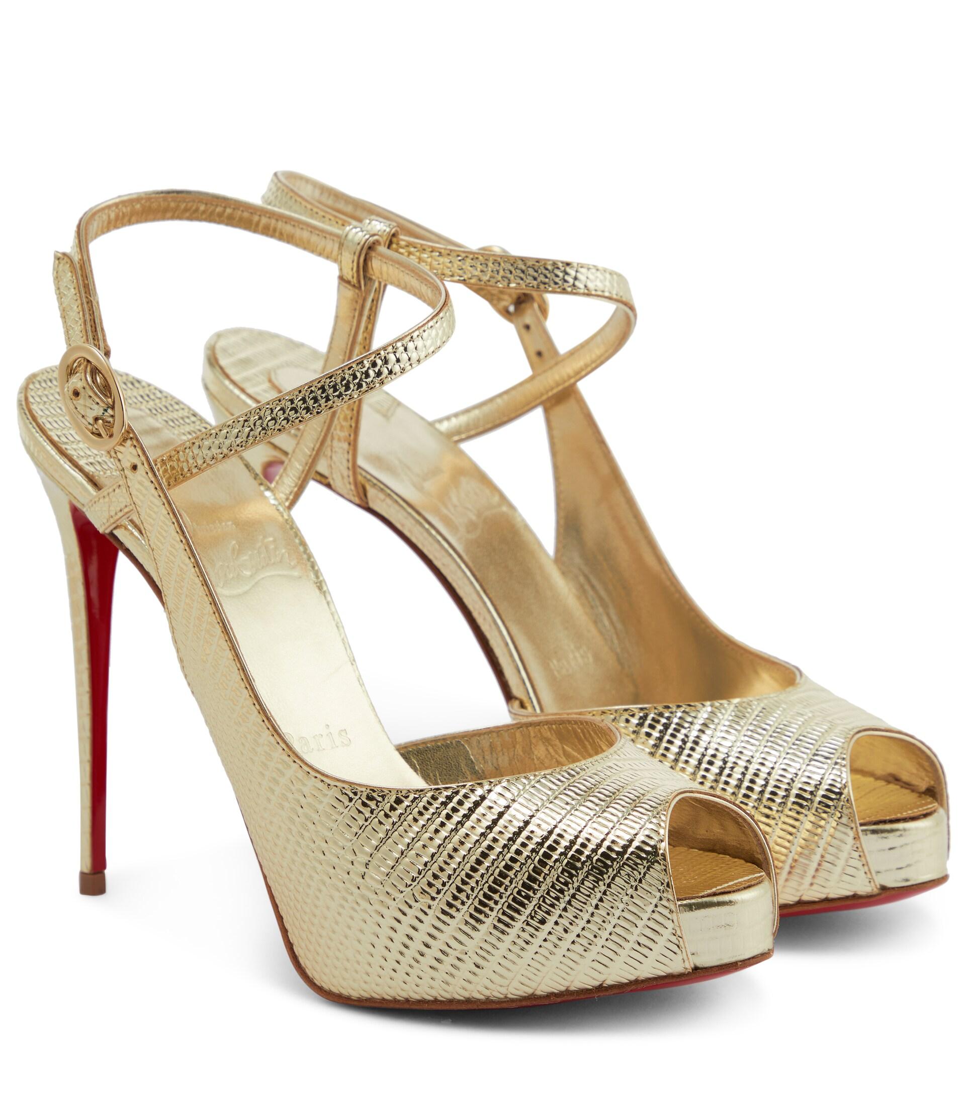 Christian Louboutin Jenlove Alta 120 Metallic Leather Peeptoe Pumps Lyst