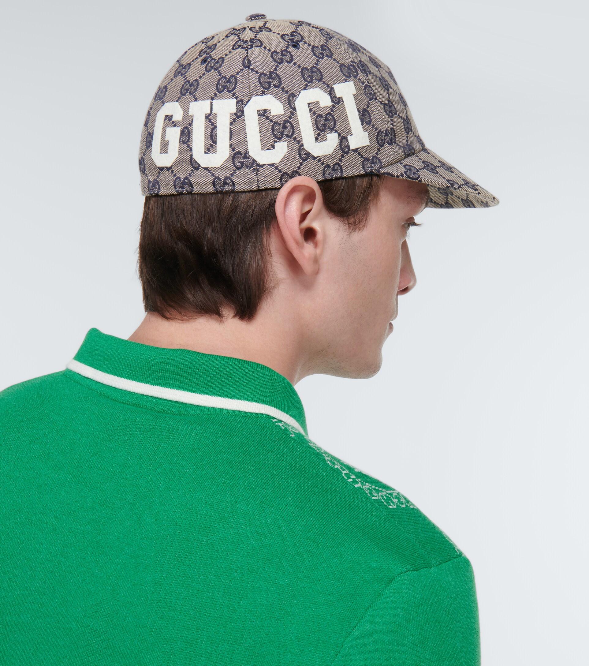 Cotton canvas baseball hat with Gucci patch