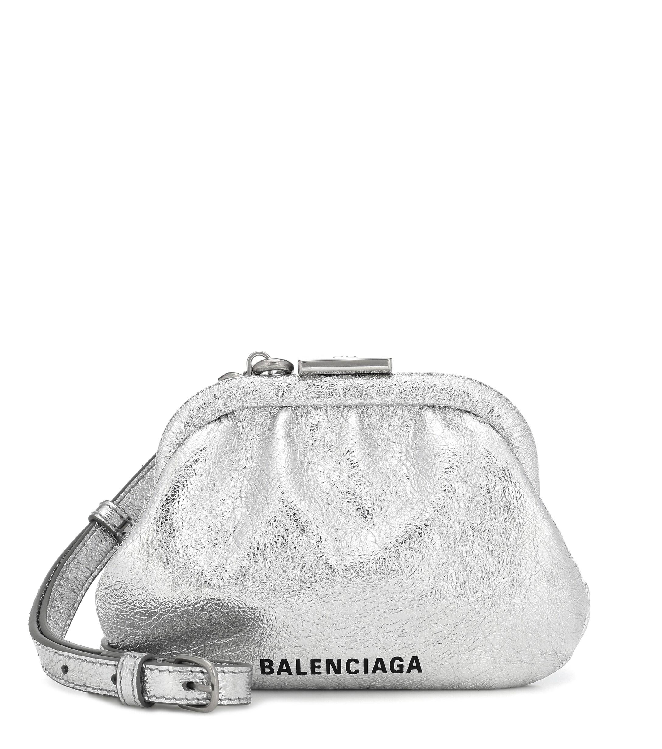 Balenciaga Cloud Xs Leather Clutch in Metallic | Lyst