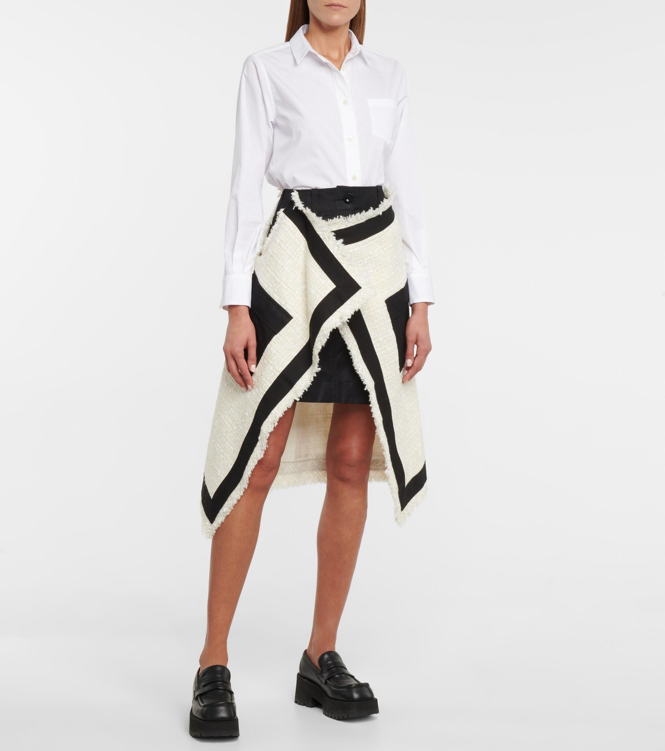 Sacai Wrap-over Tweed Skirt - Lyst
