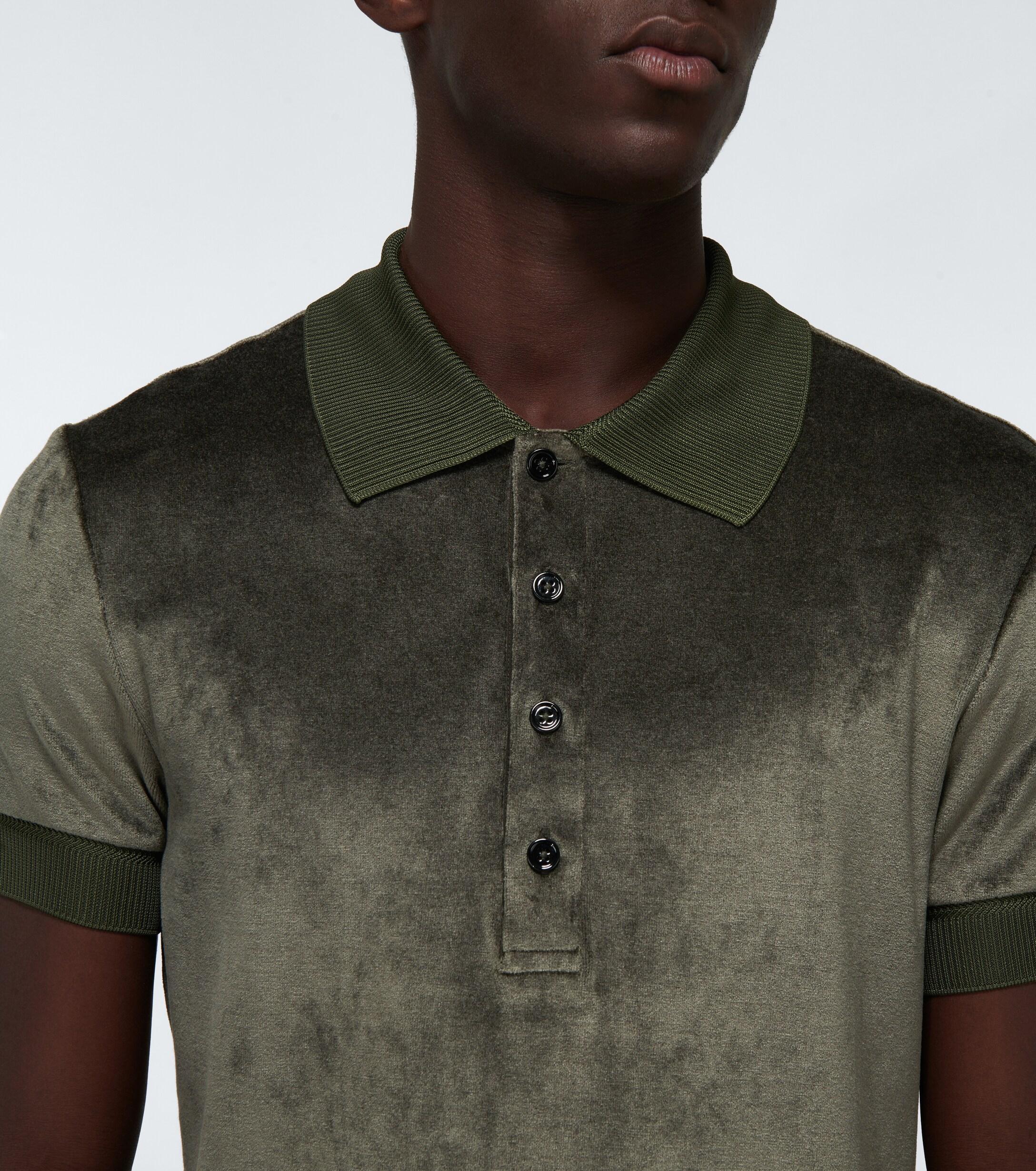 Tom Ford Synthetic Velour Polo Shirt in Green for Men | Lyst