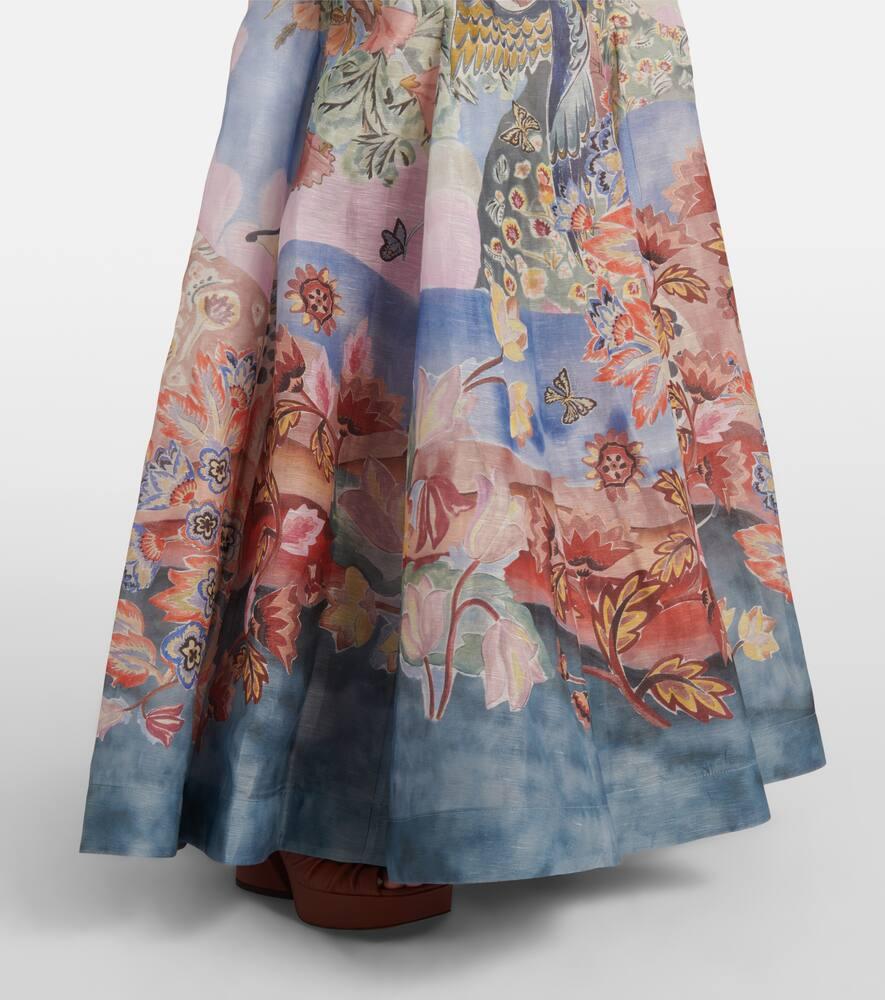 Zimmermann Illustration Floral Linen And Silk Gown in White