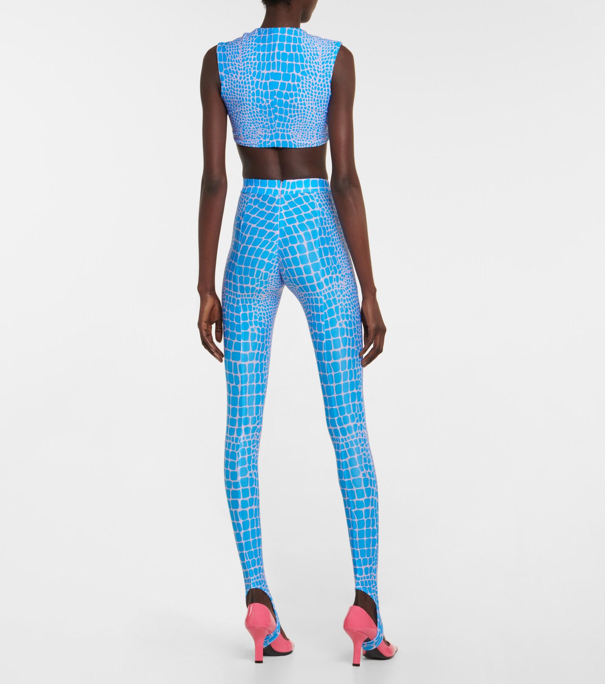 Alex Perry Carlin Croc-effect Stirrup leggings in Blue | Lyst