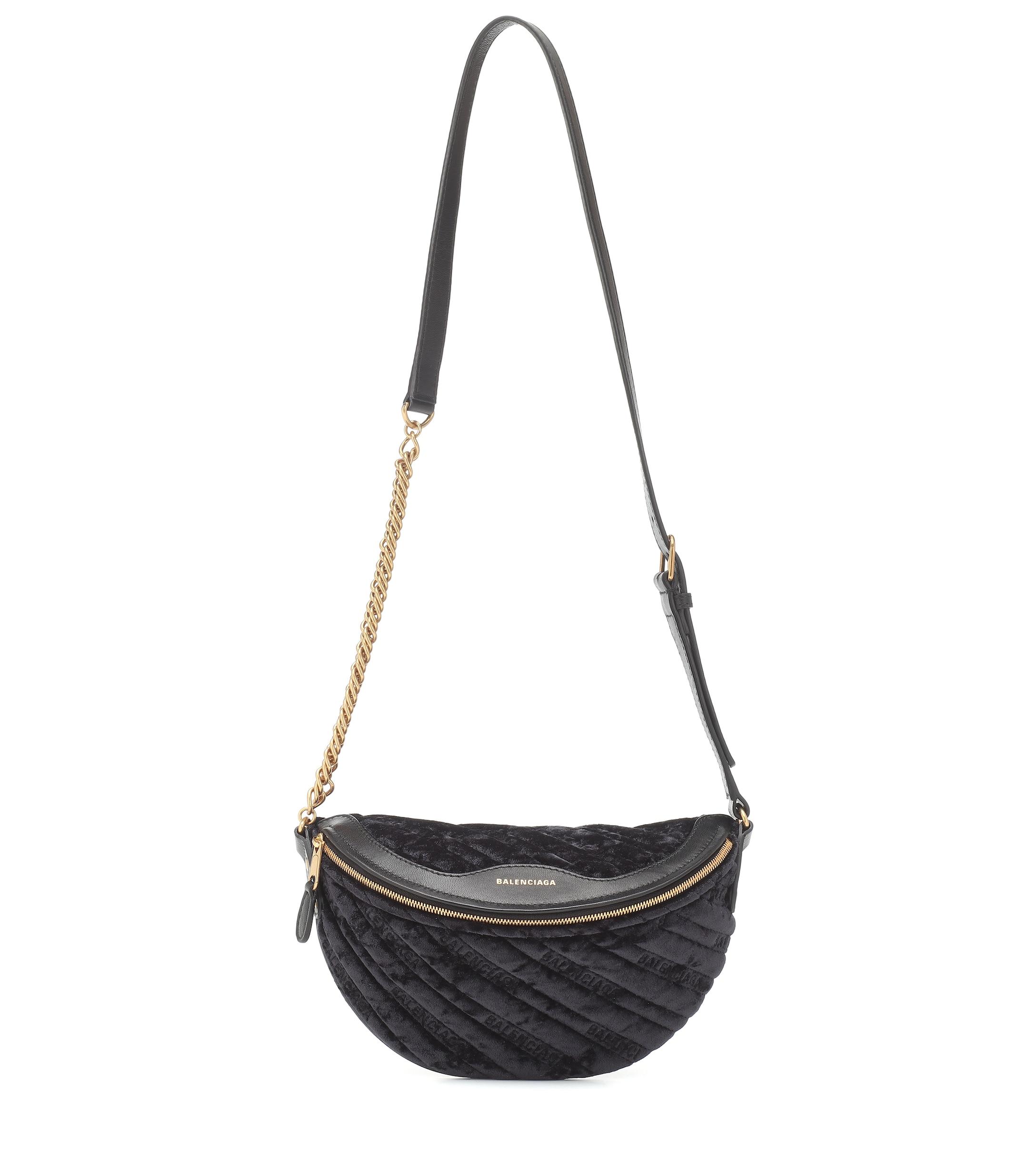 Balenciaga Souvenirs Xxs Velvet Belt Bag in Black | Lyst
