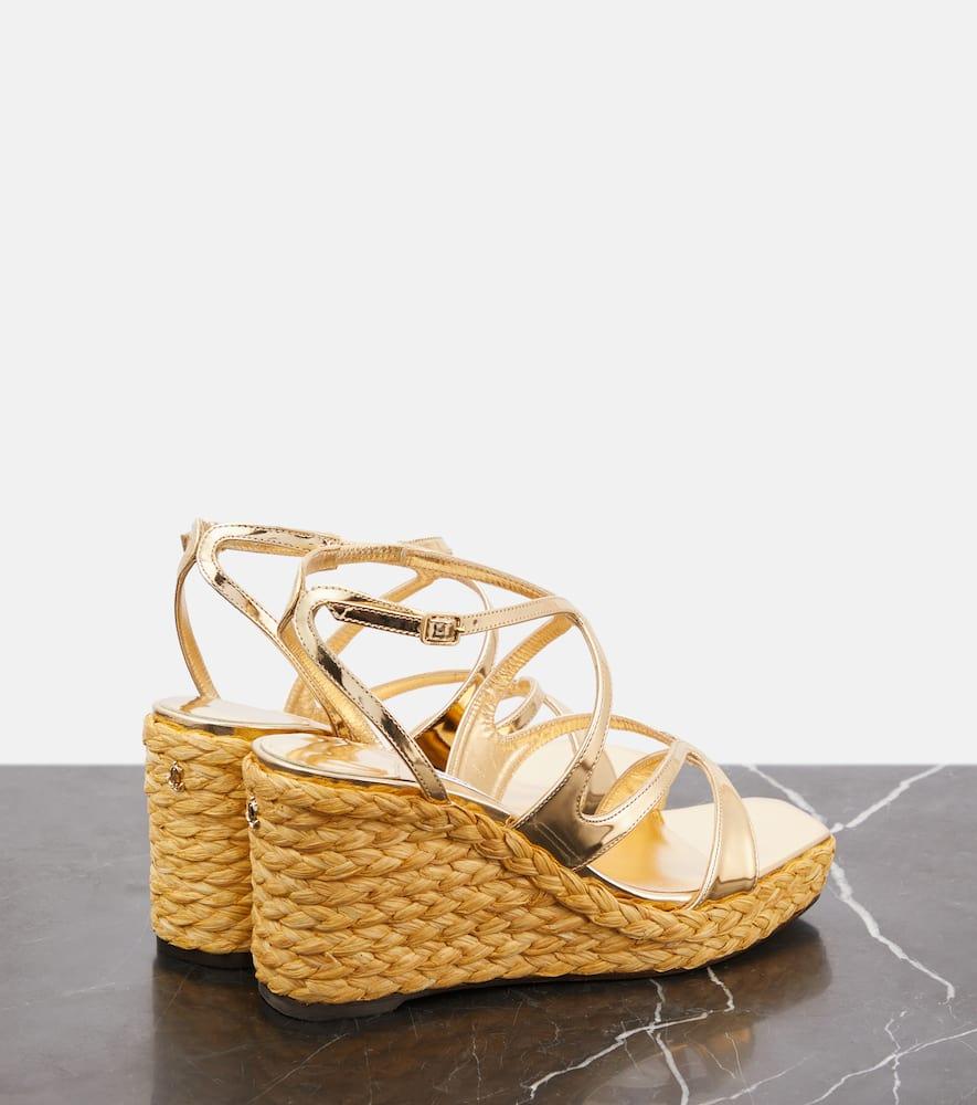Jimmy Choo Ayla Metallic Leather Espadrille Wedges Lyst UK