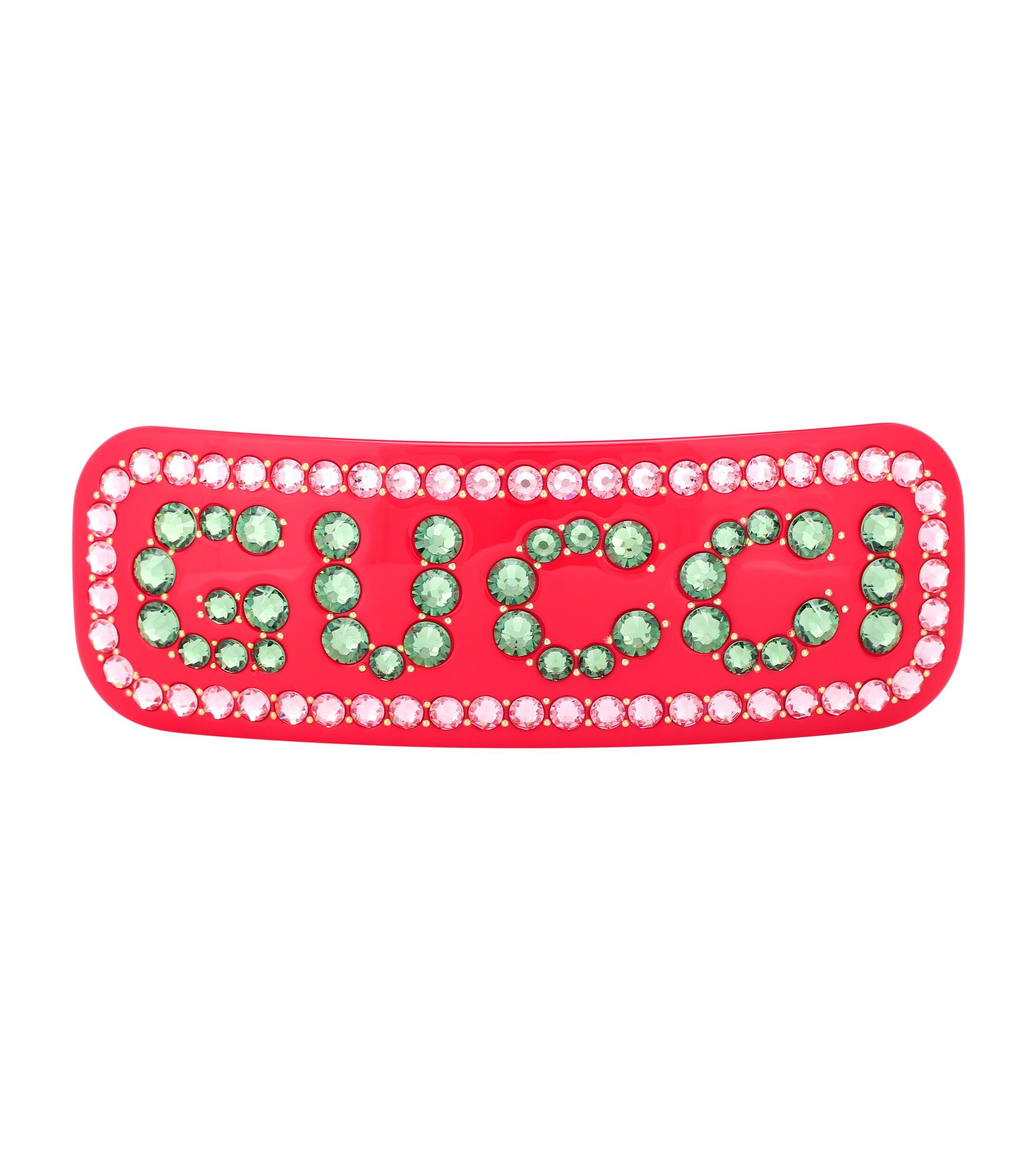 Gucci Embellished Hair Clip in Crystal (Red) Lyst