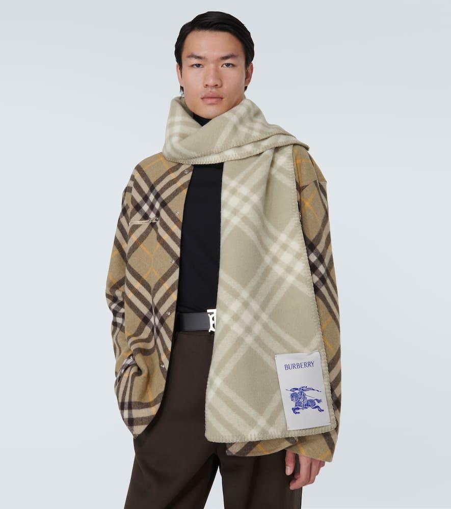 Burberry Check Wool Scarf in Metallic for Men | Lyst