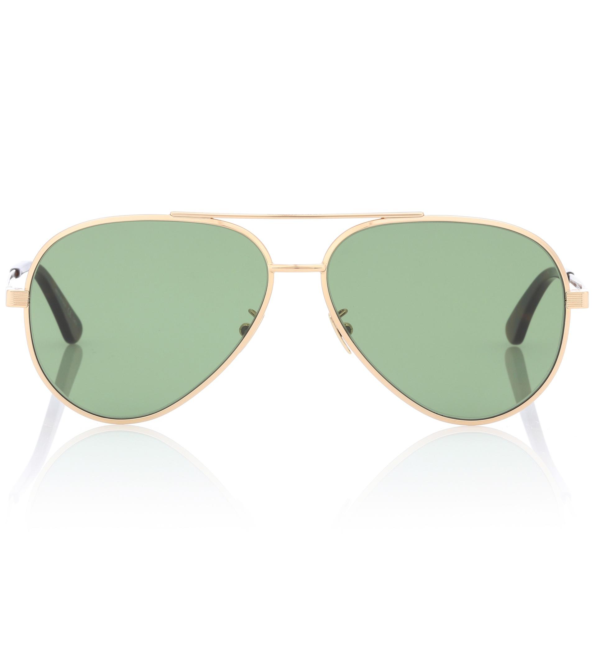 Saint Laurent Synthetic Classic 11 Zero Aviator Sunglasses in Green - Lyst