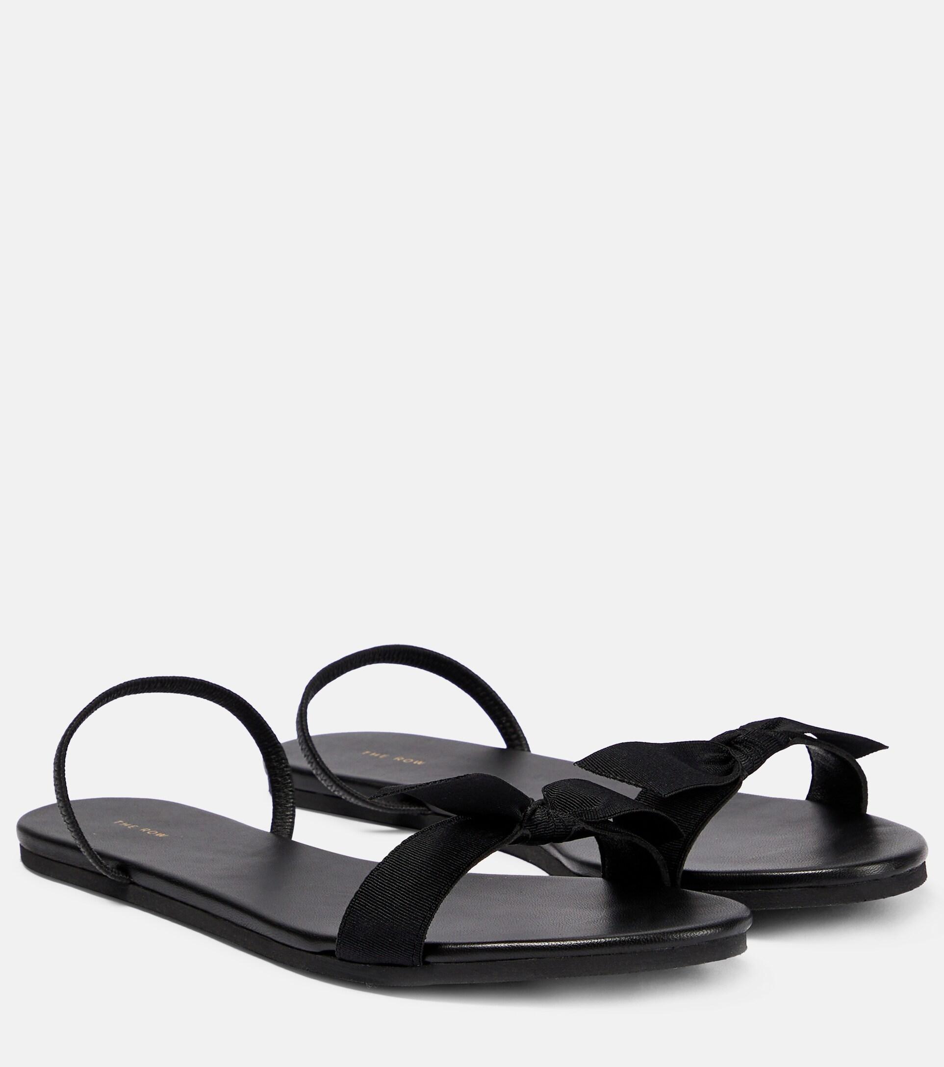 The Row Bow Leather Slingback Sandals in Black Lyst