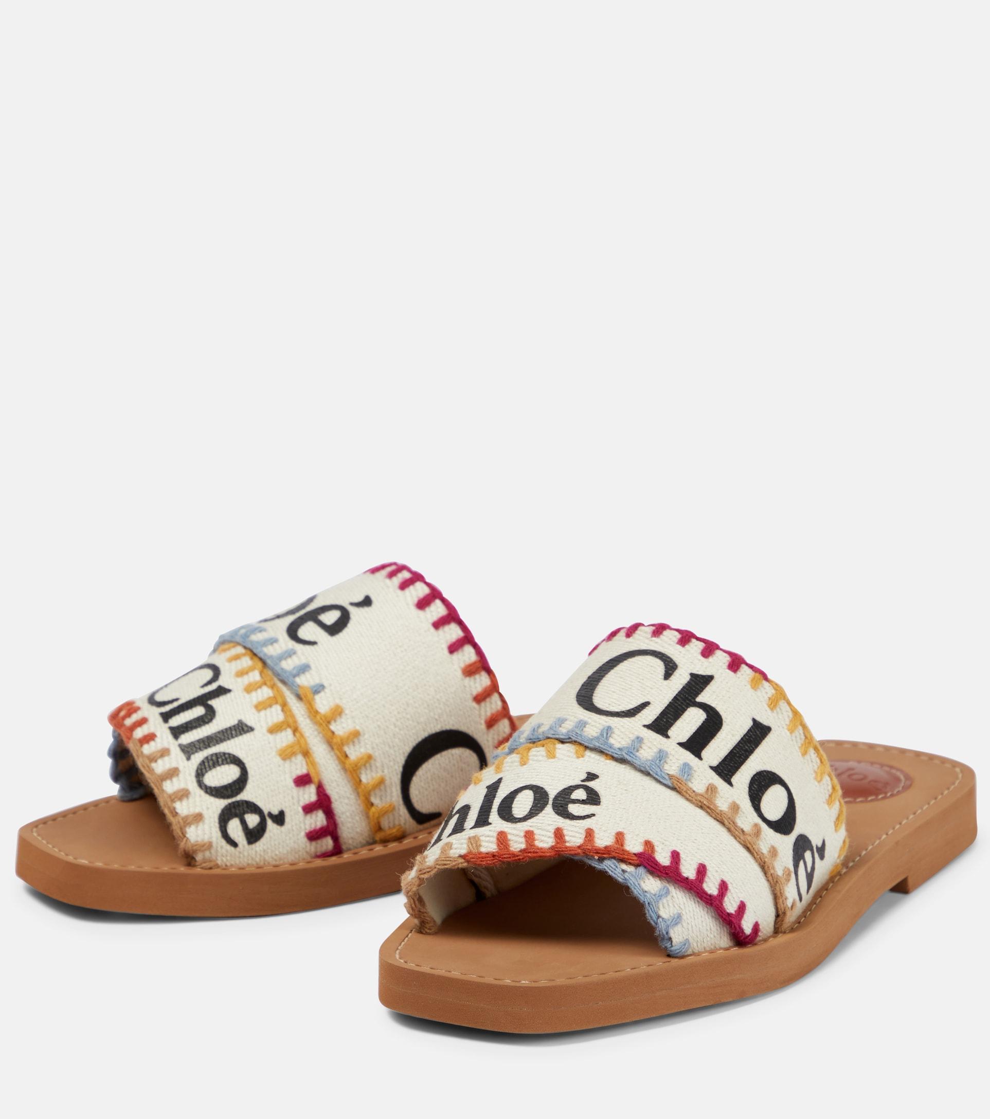 Chloé Chloe Woody Topstitched Flat Sandals in Brown | Lyst