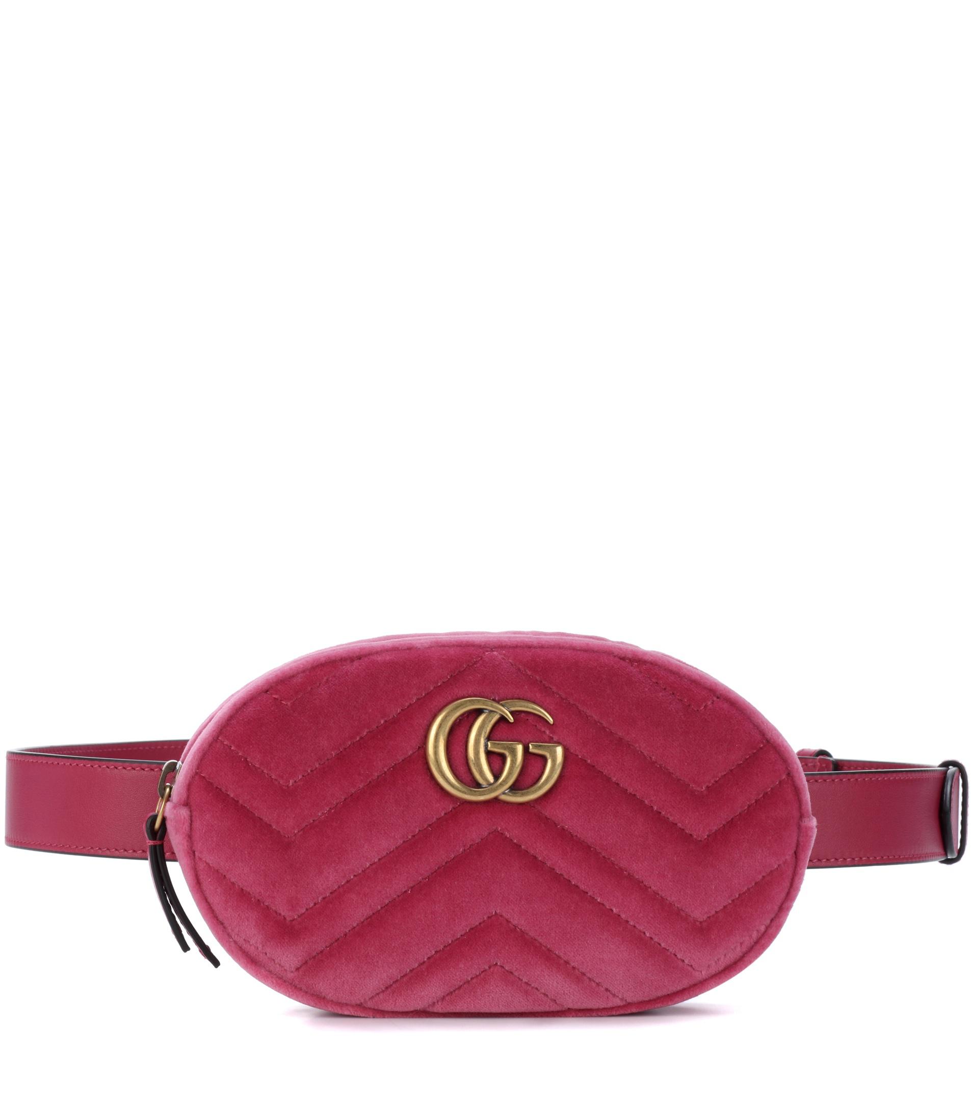 Gucci Marmont Velvet Belt Bag in Pink - Lyst