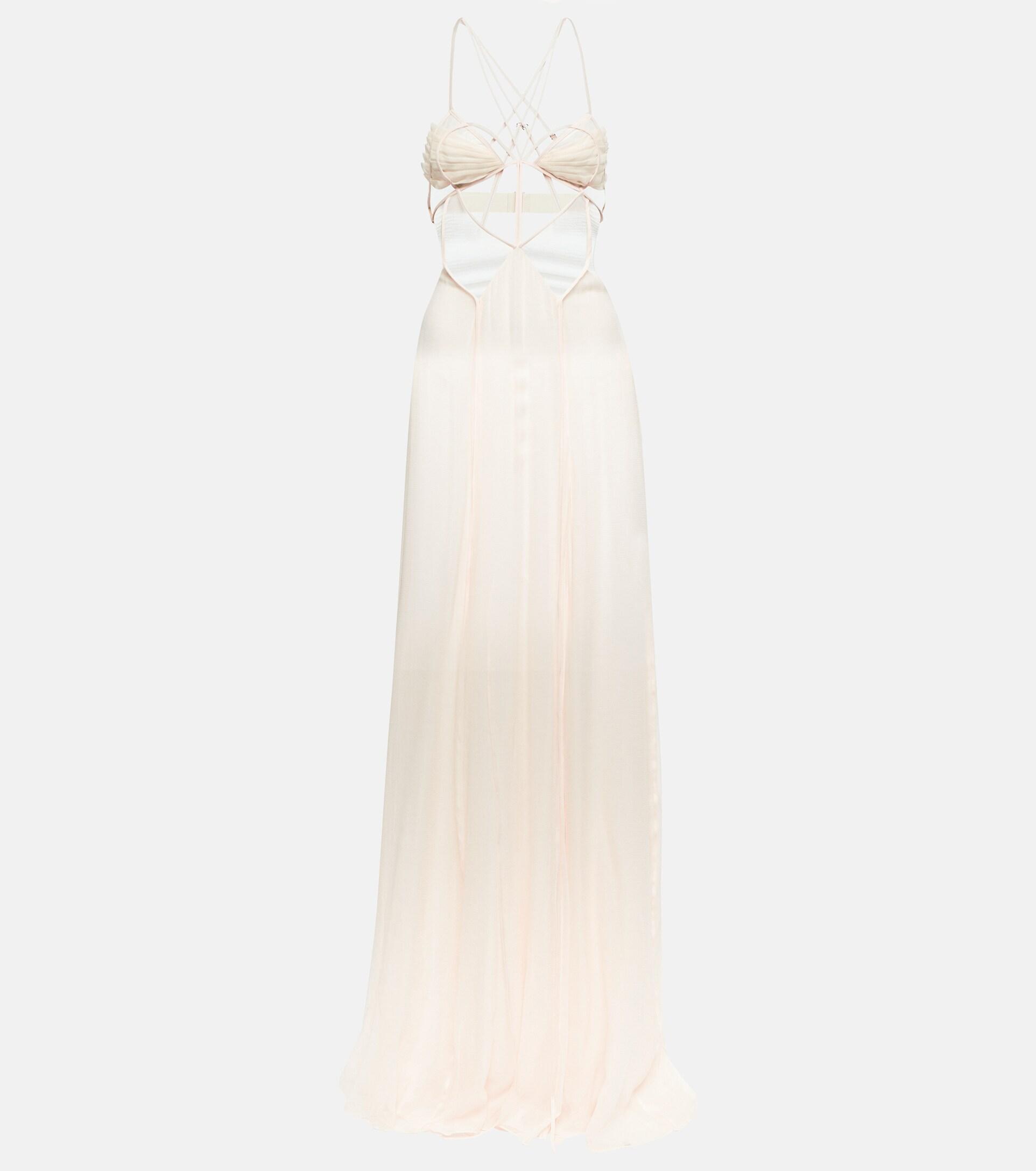 Nensi Dojaka Bridal Cutout Silk Chiffon Gown in White | Lyst