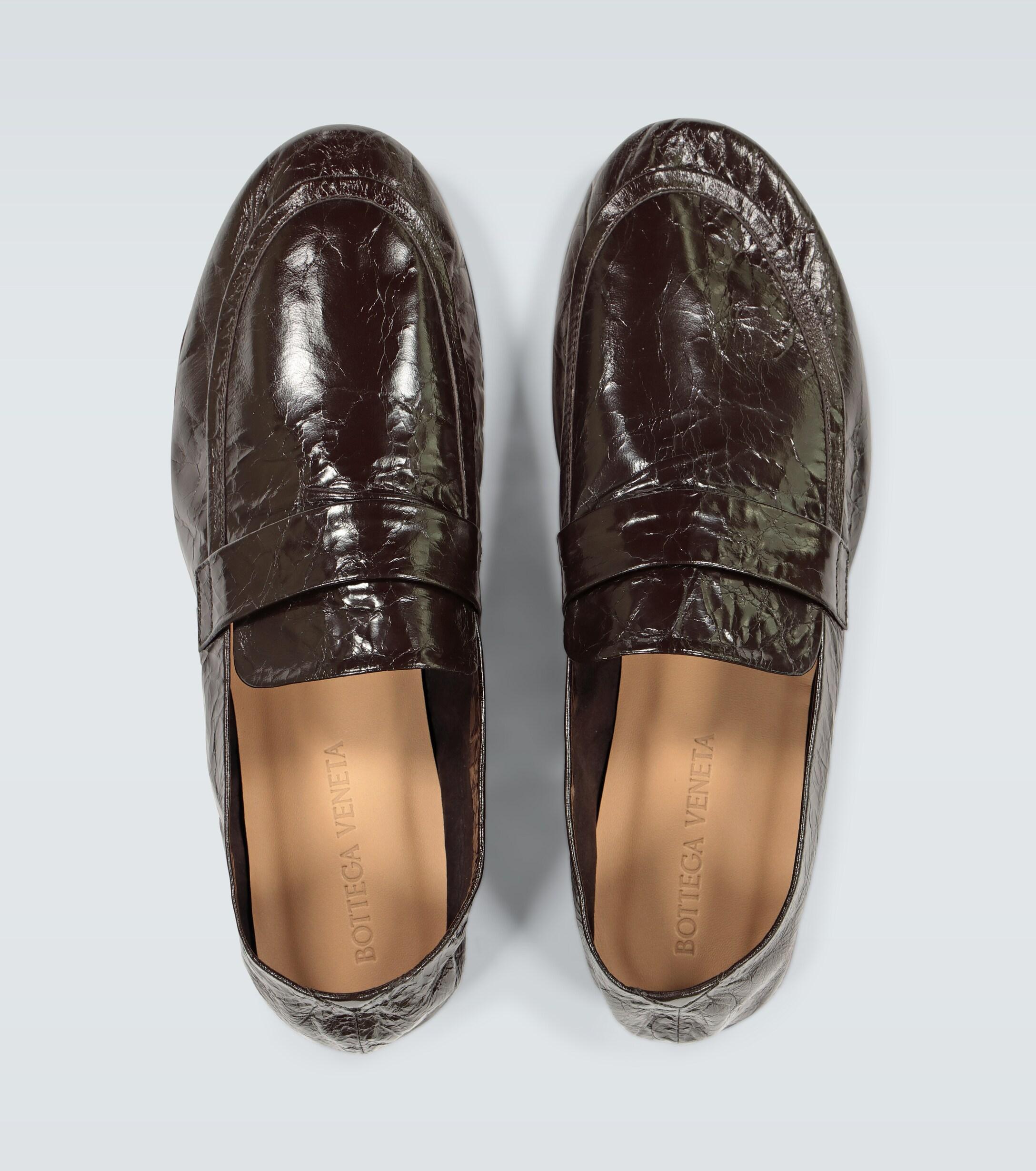 Bottega Veneta Leather Penny Loafers in Brown - Lyst