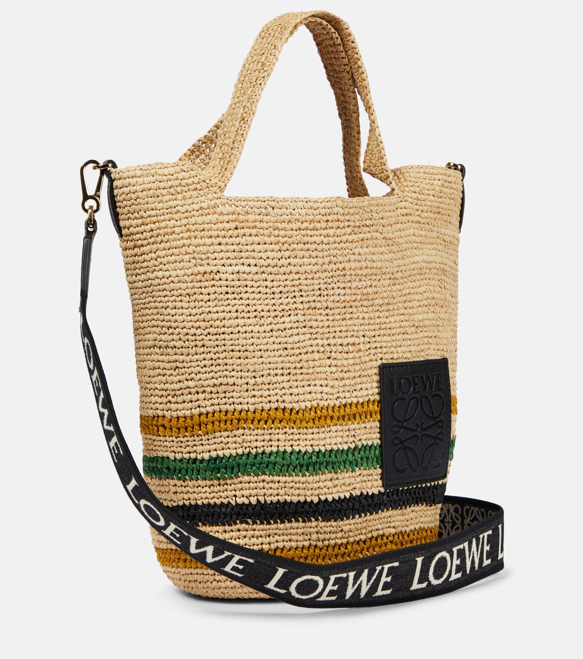 Loewe Paula's Ibiza Slit Mini Raffia Tote Bag in Metallic | Lyst