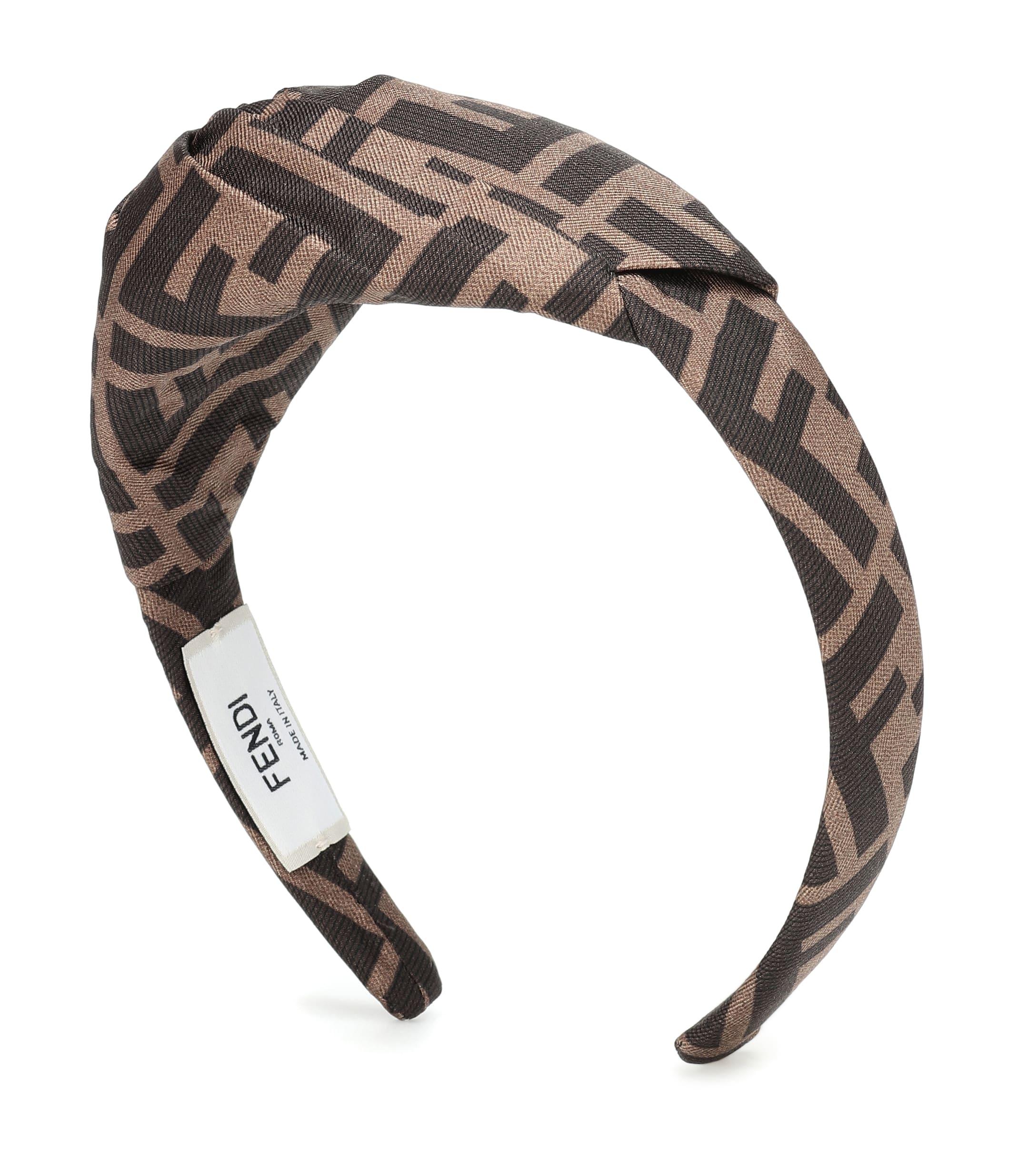 Fendi Logo Silk-twill Headband in Brown | Lyst