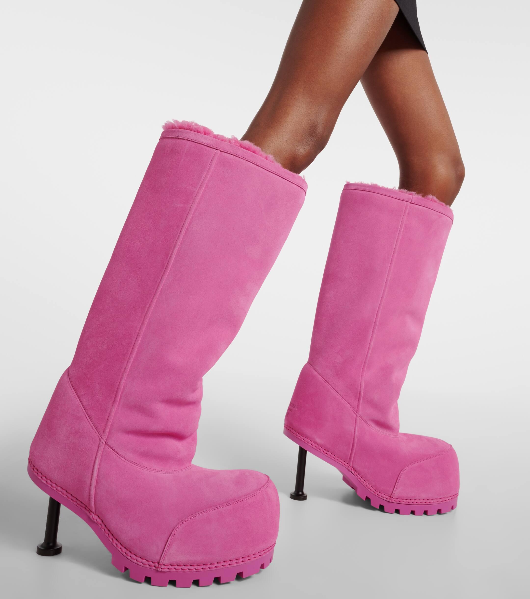 Balenciaga Alaska Suede Knee High Boots in Pink Lyst UK