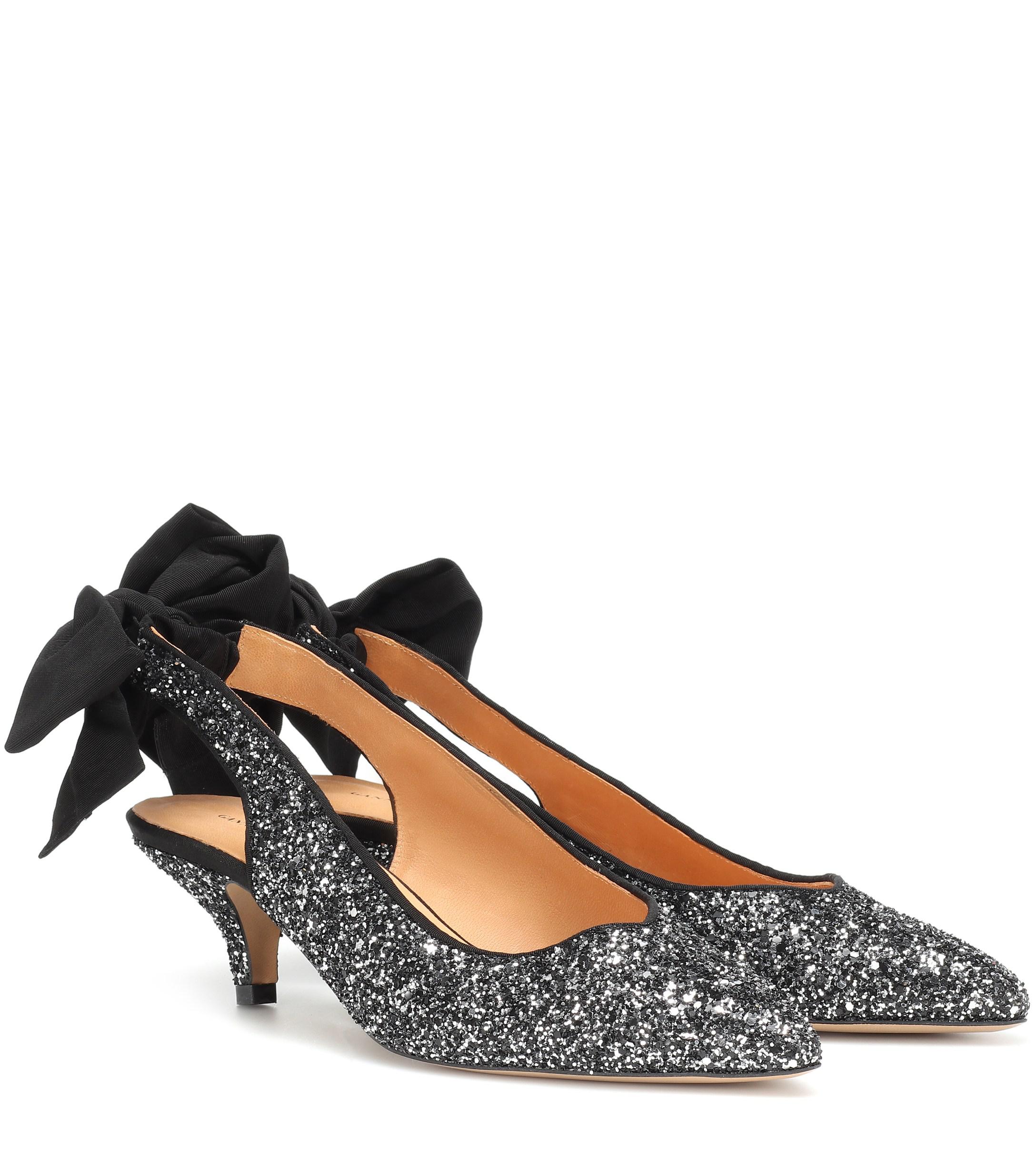 pf21 silver glitter double bow heels