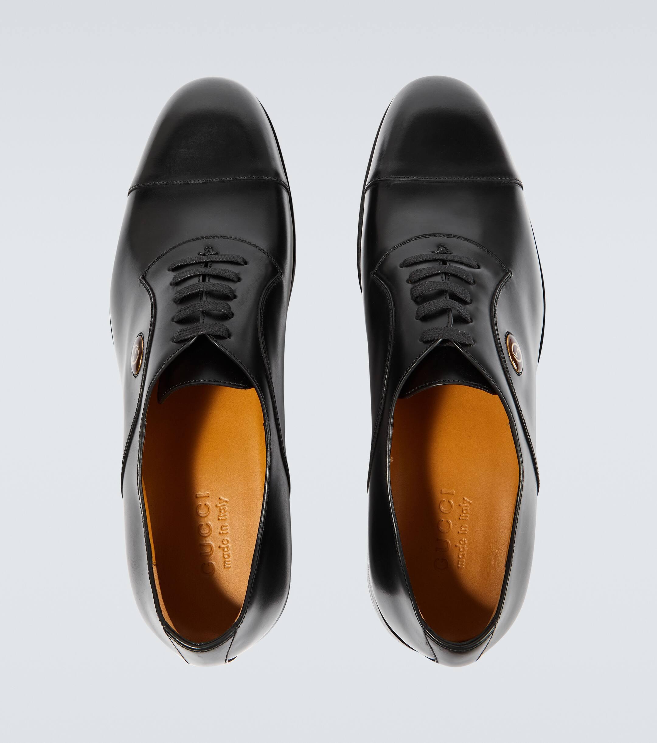 Gucci Interlocking G Leather Derby Shoes in Black for Men Lyst UK