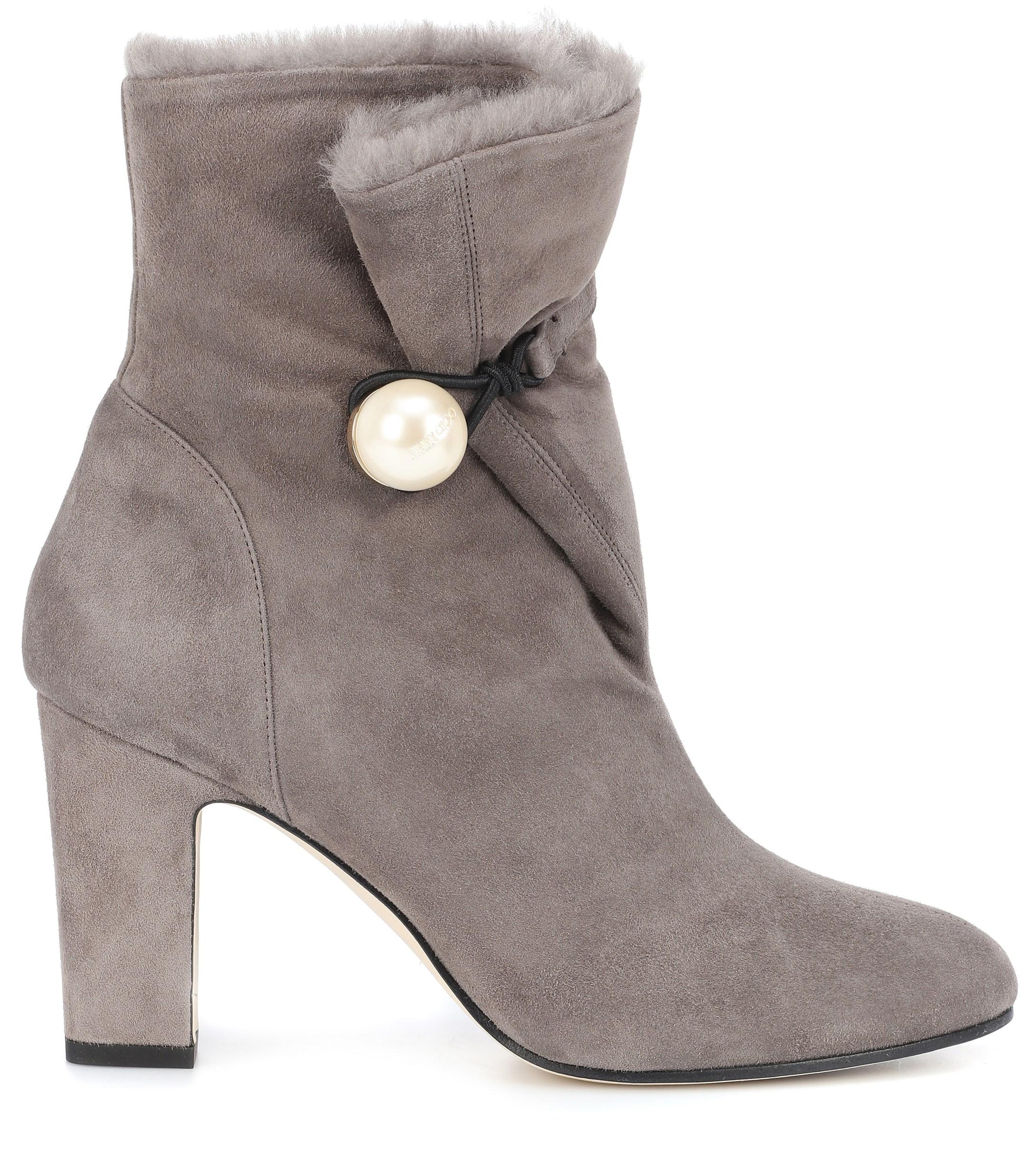 Jimmy Choo Bethanie 85 Suede Ankle Boots in Grey (Grey) - Lyst