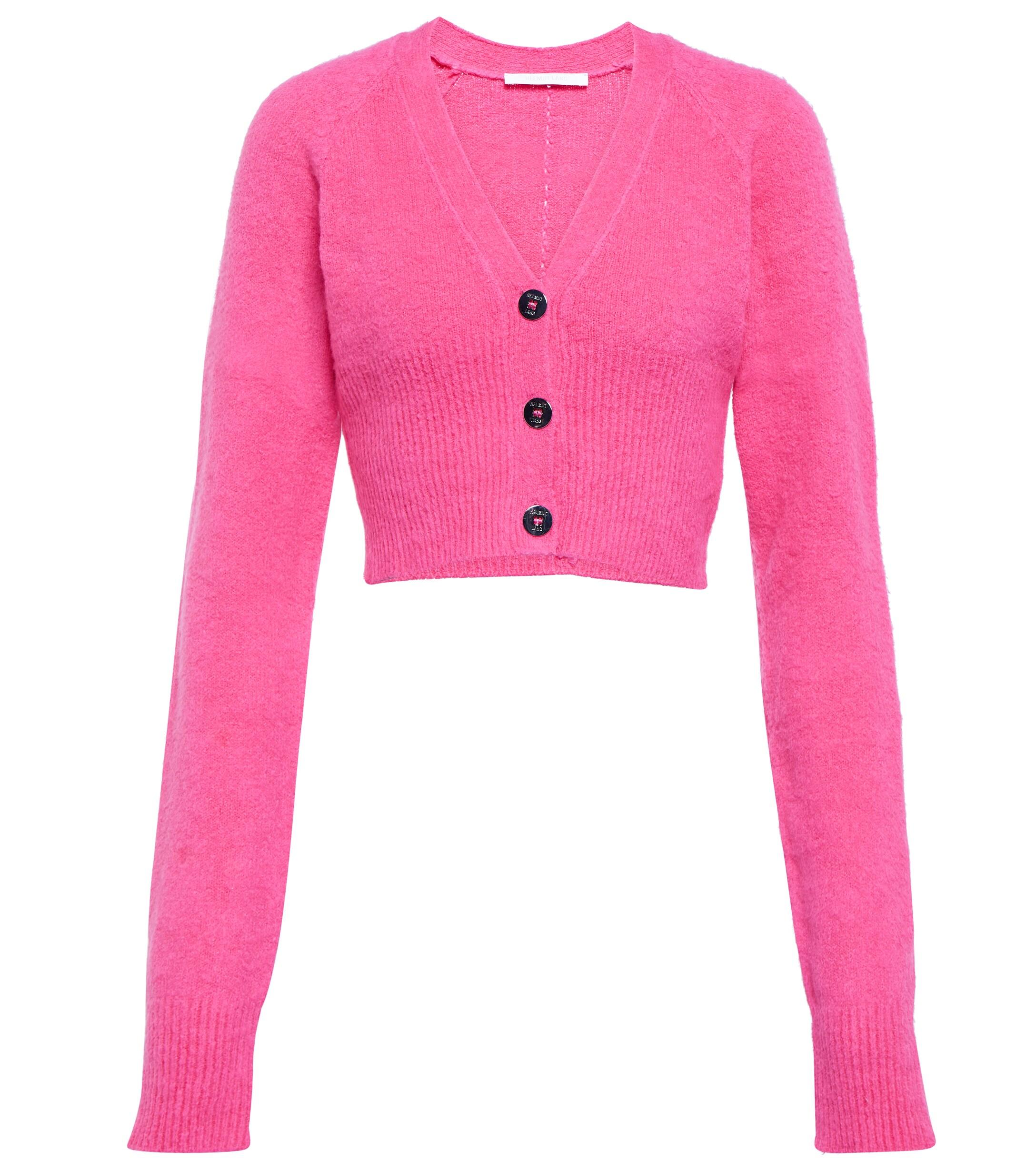 cropped pink cardigan