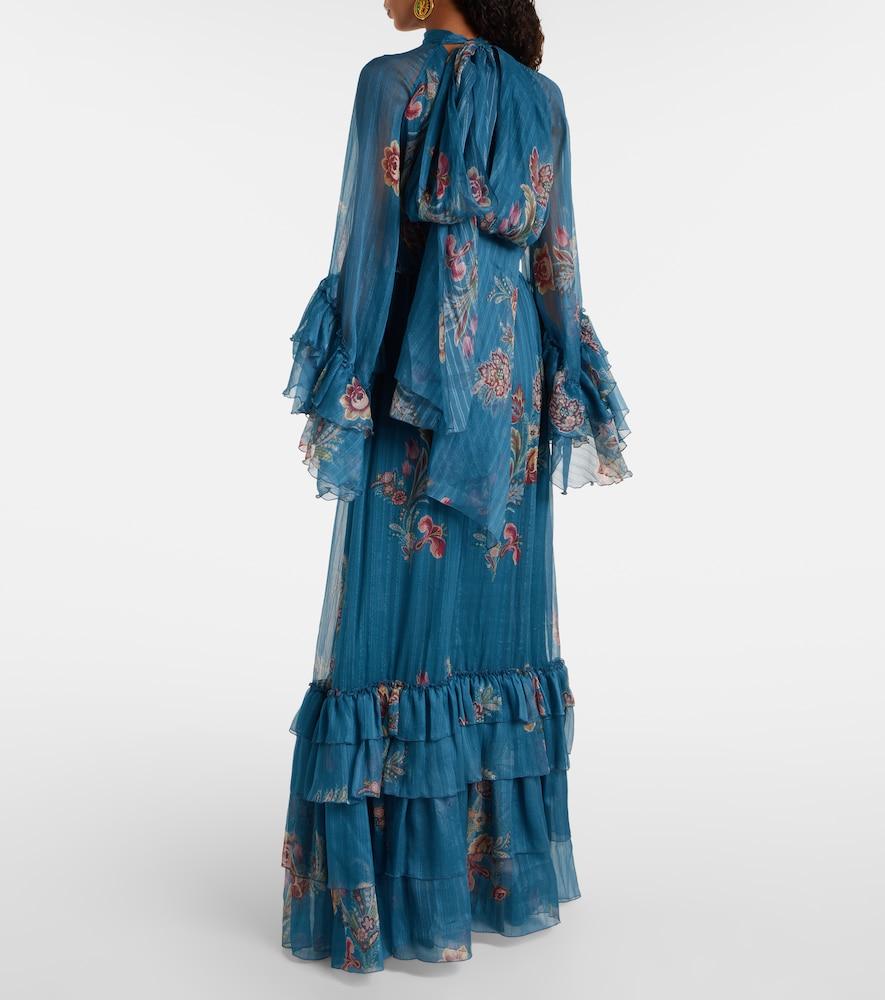 etro silk tiered dress Etro, Paisley floral tiered silk chiffon maxi dress, Women, Blue, M, Dresses