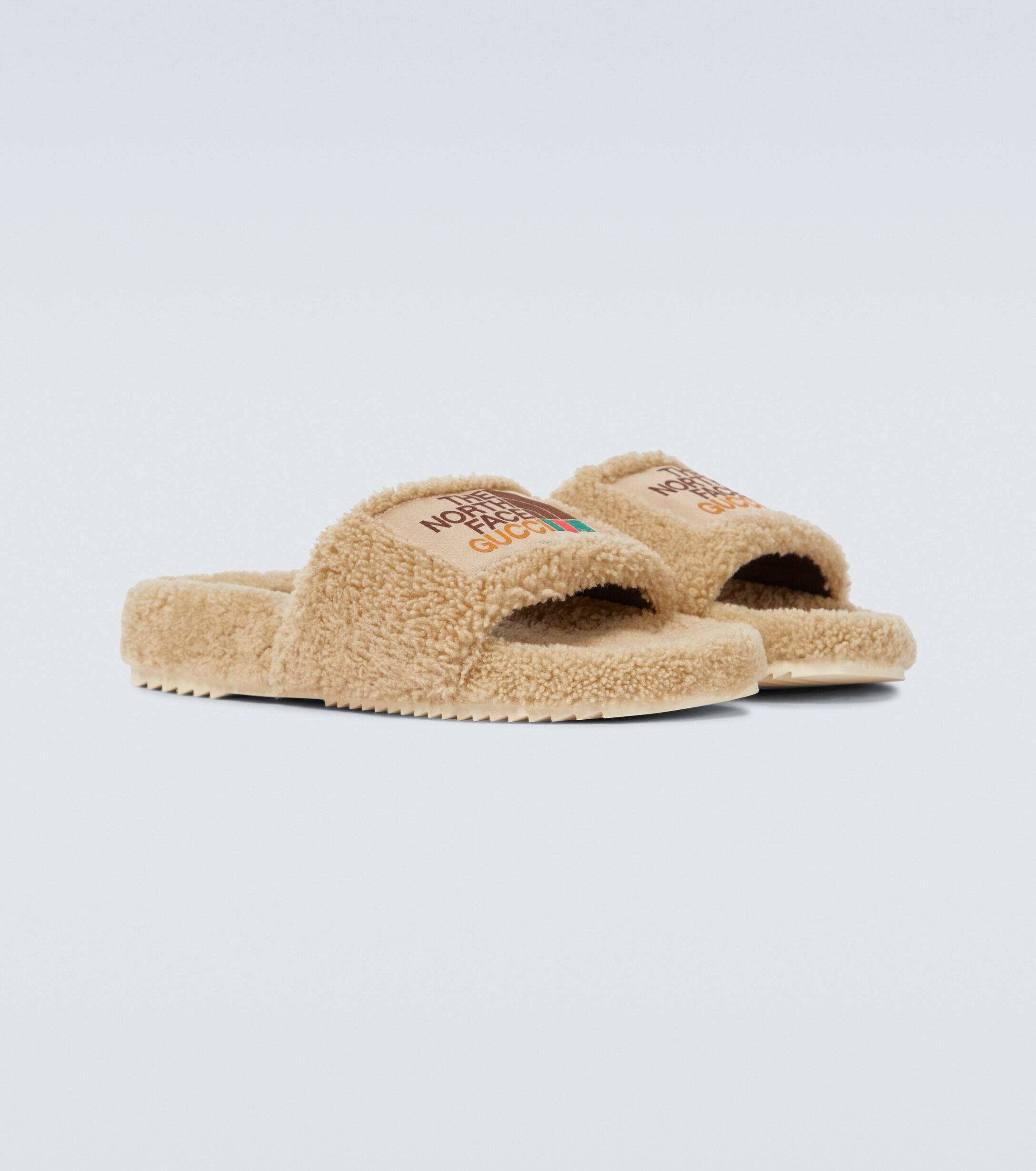 Gucci The North Face X Shearling Slides for Men | Lyst