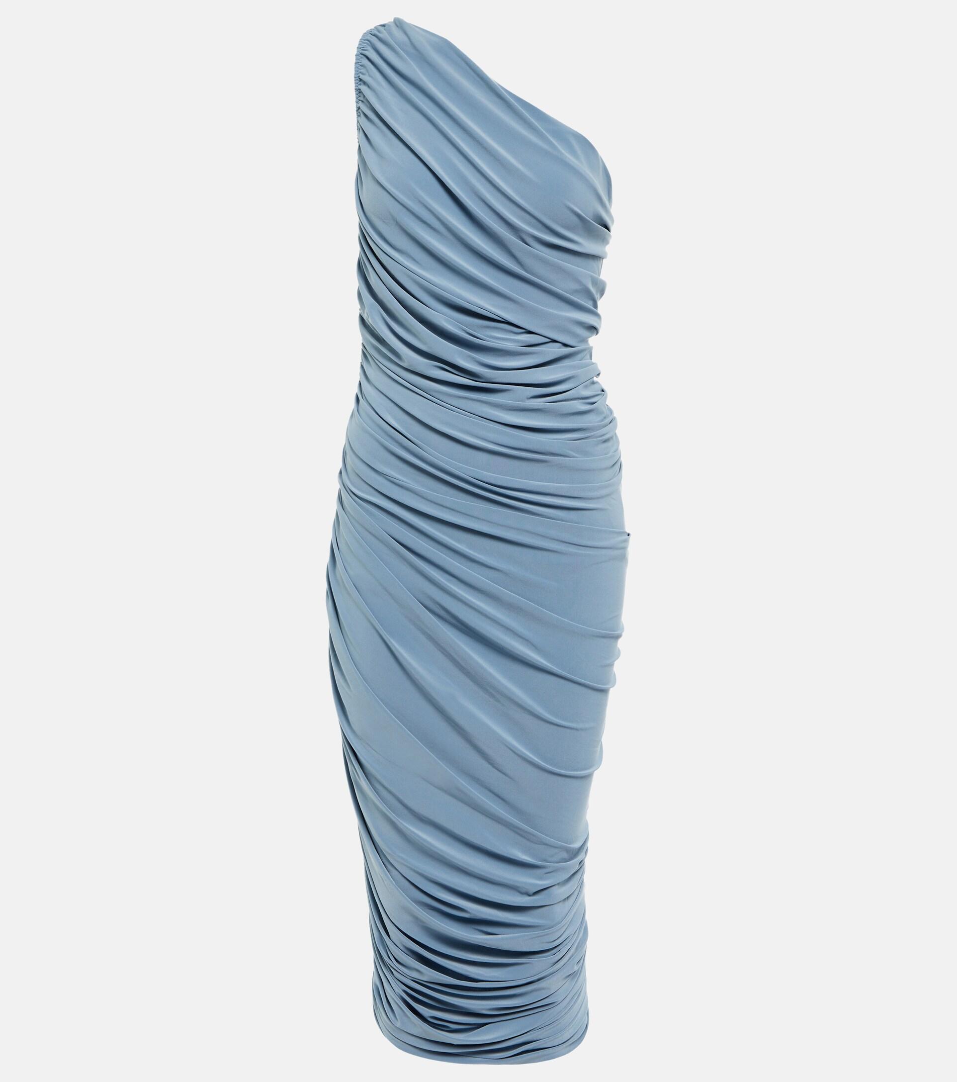 Norma Kamali Diana One-shoulder Jersey Midi Dress in Blue | Lyst