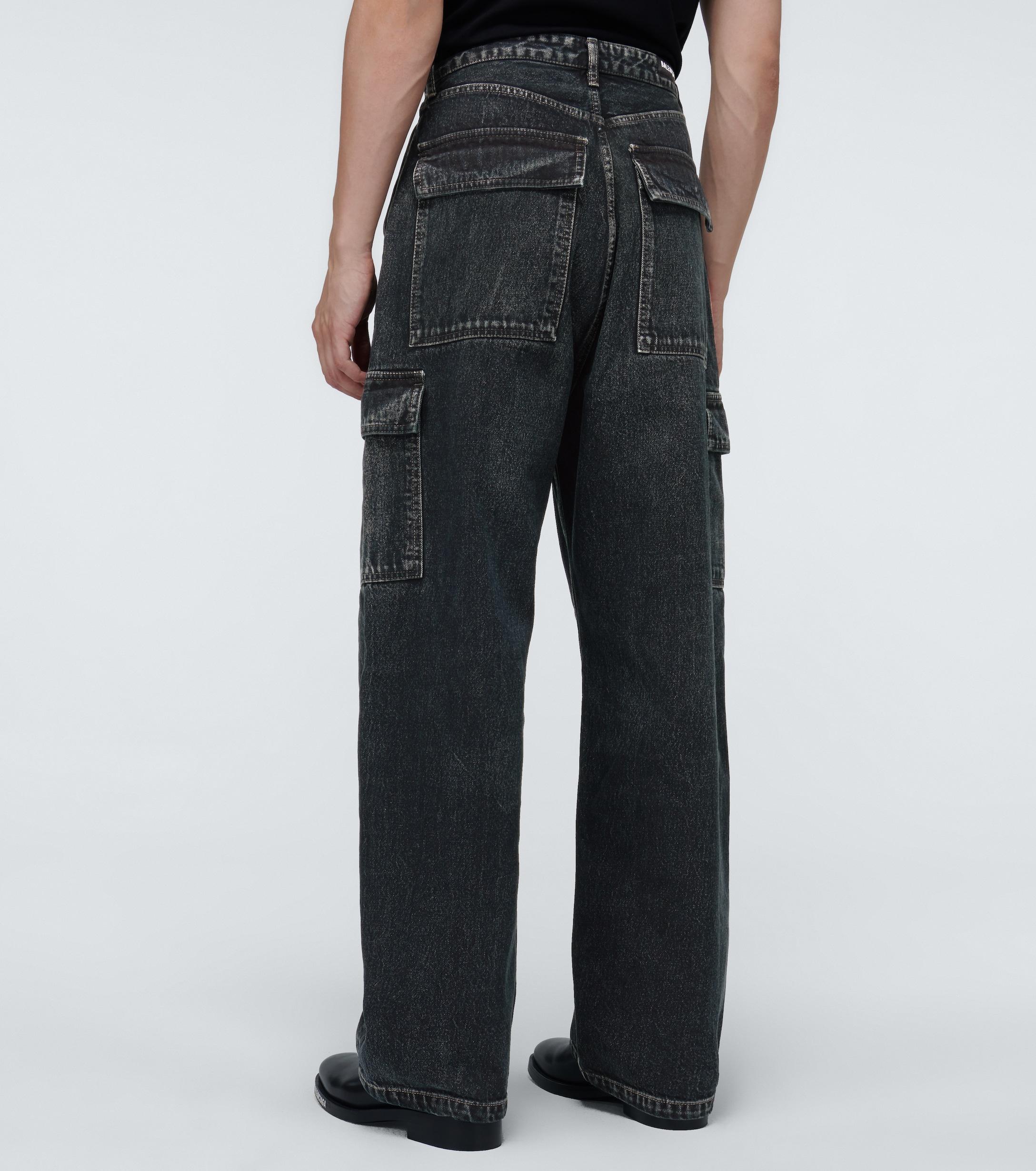 Balenciaga Cargo Baggy Denim Pants In Blue Black For Men Lyst