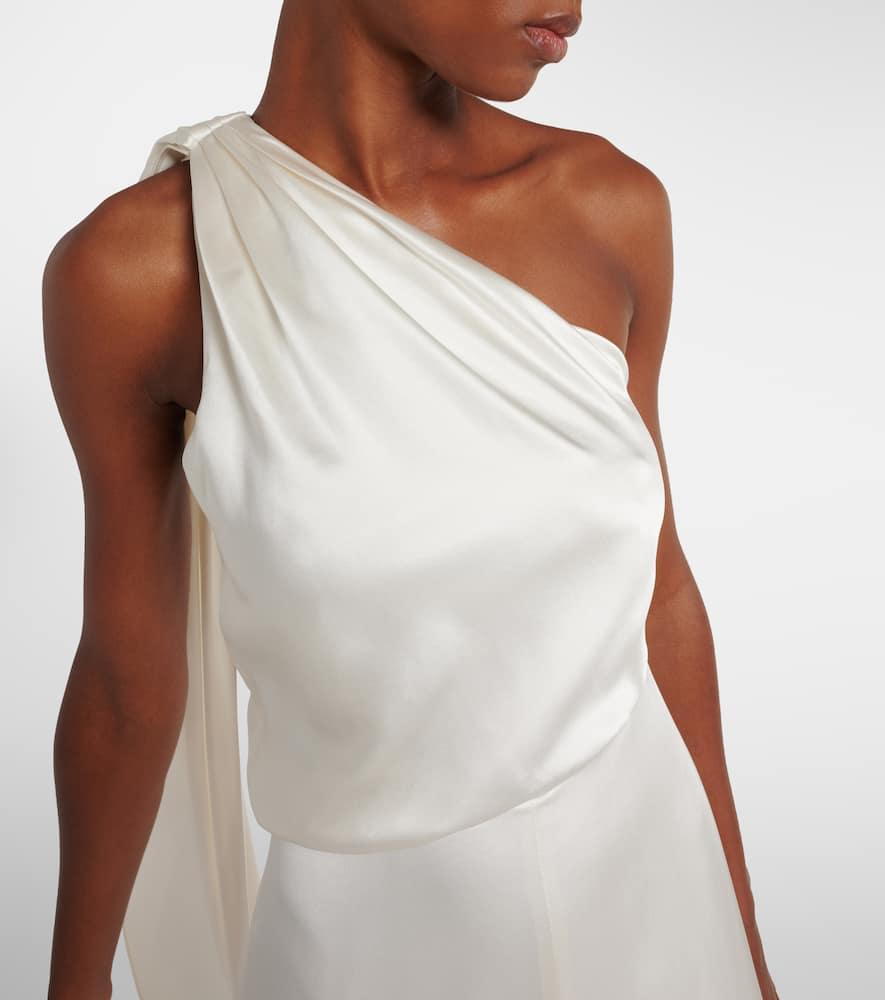ワンピース Max Mara Pamela Satin One-Shoulder Dress Max Mara Bridal Pamela Draped Silk Satin Gown in White | Lyst