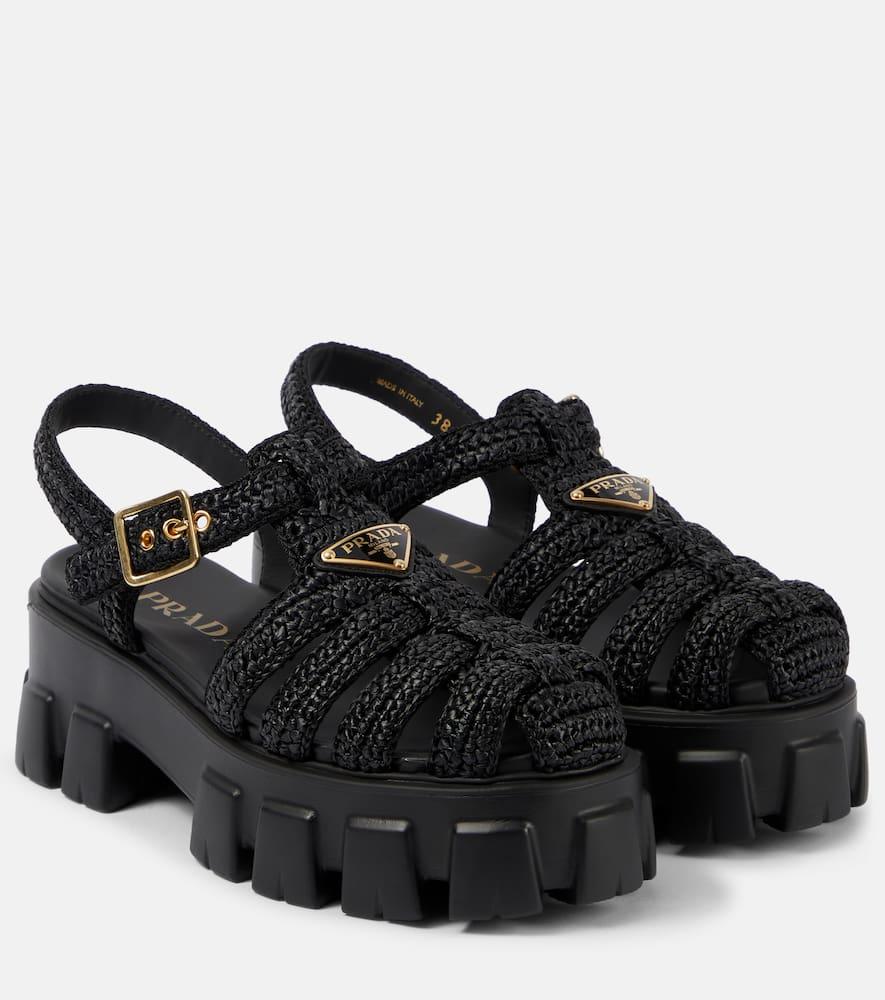Prada Monolith Platform Sandals in Black Lyst