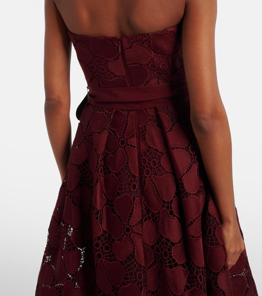 Elie Saab Silk-Blend Guipure Lace Cocktail Dress in Red | Lyst