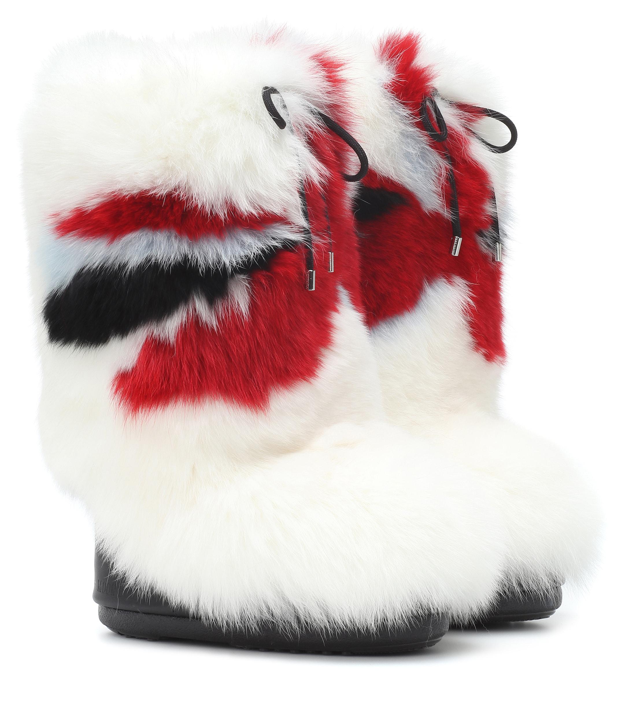 3 MONCLER GRENOBLE X Moon Boot® Fur Boots in White | Lyst