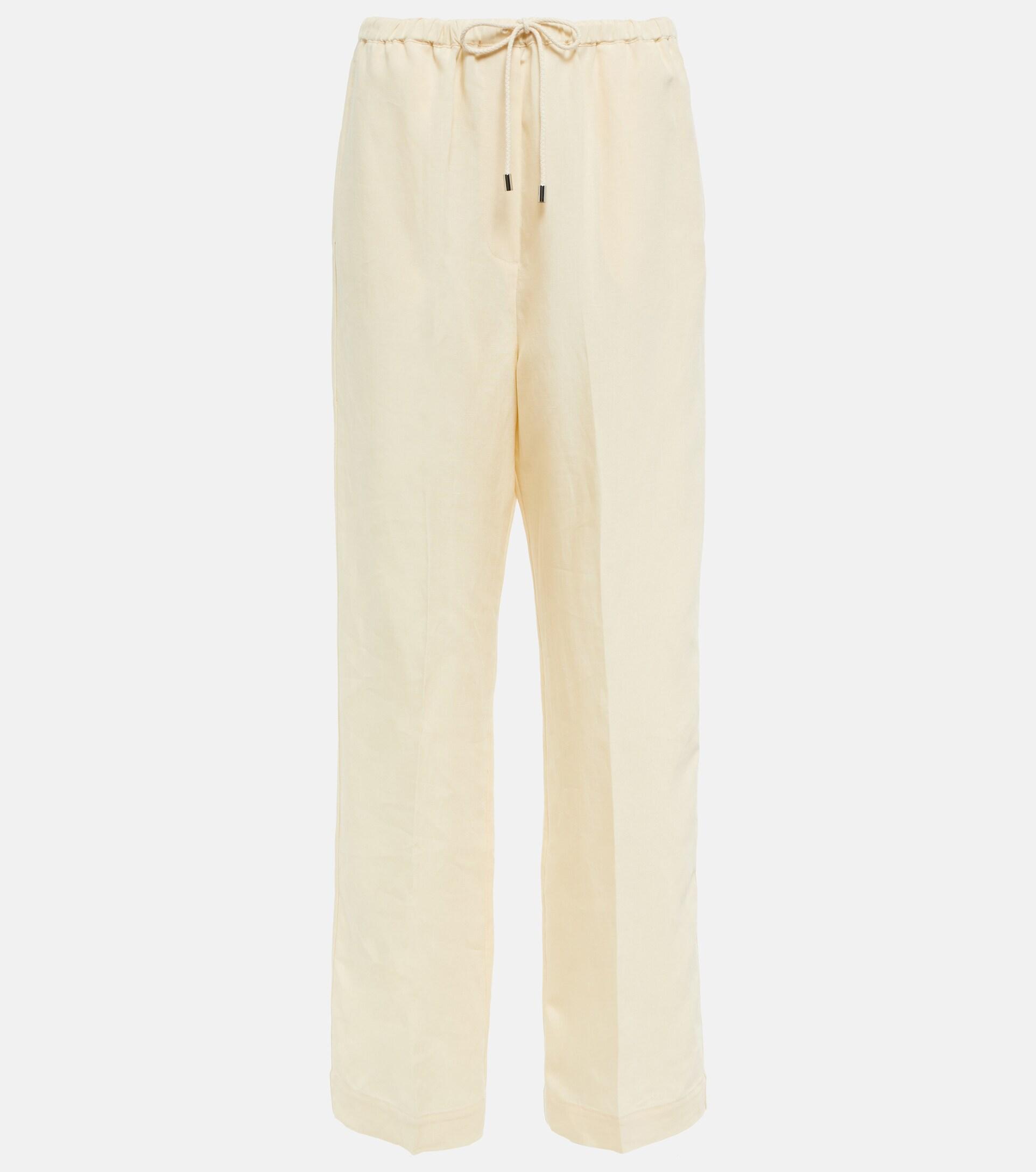 Totême High-rise Wide-leg Pants in Natural | Lyst