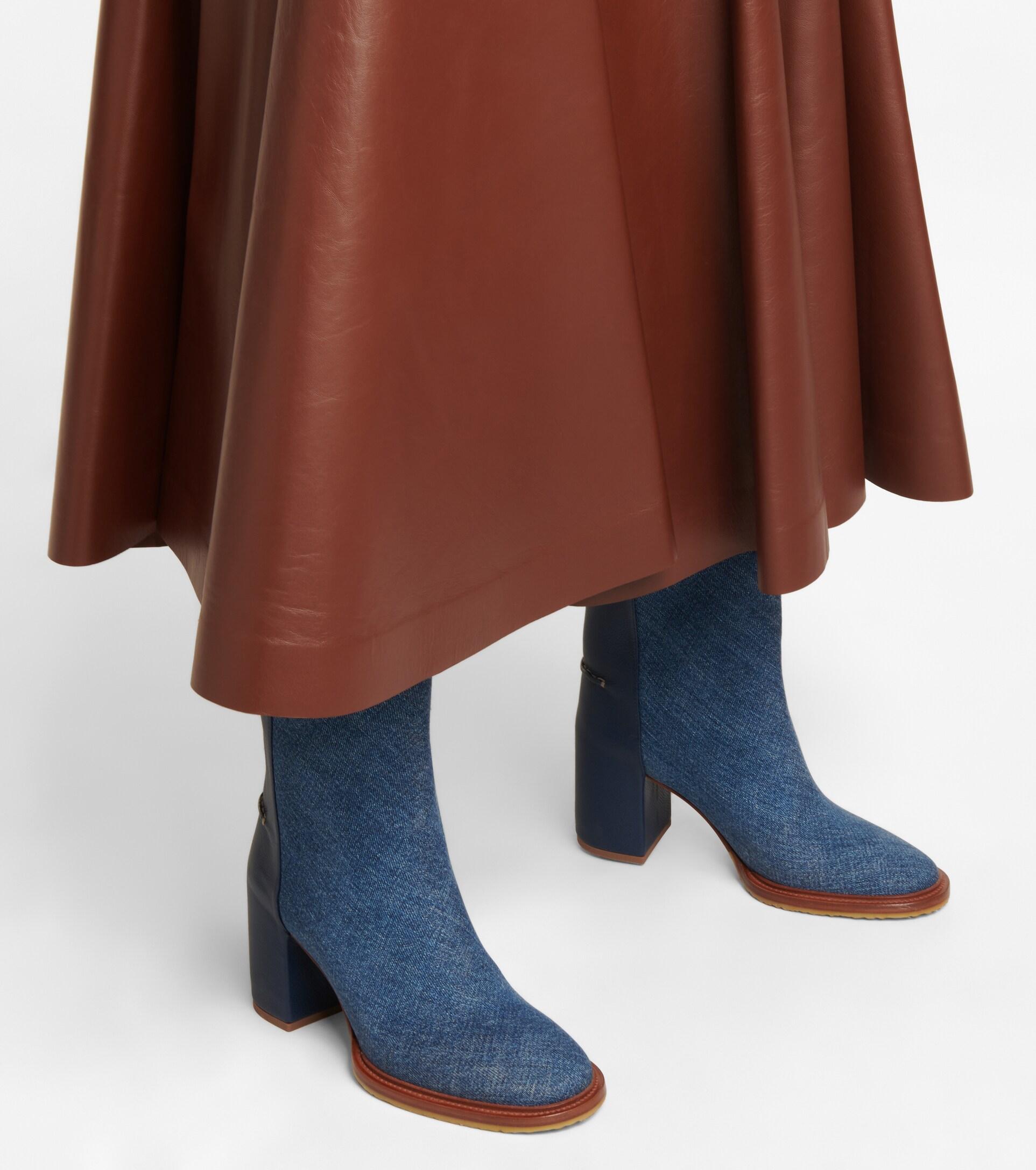 Chloé Edith Denim Knee-high Boots in Blue | Lyst