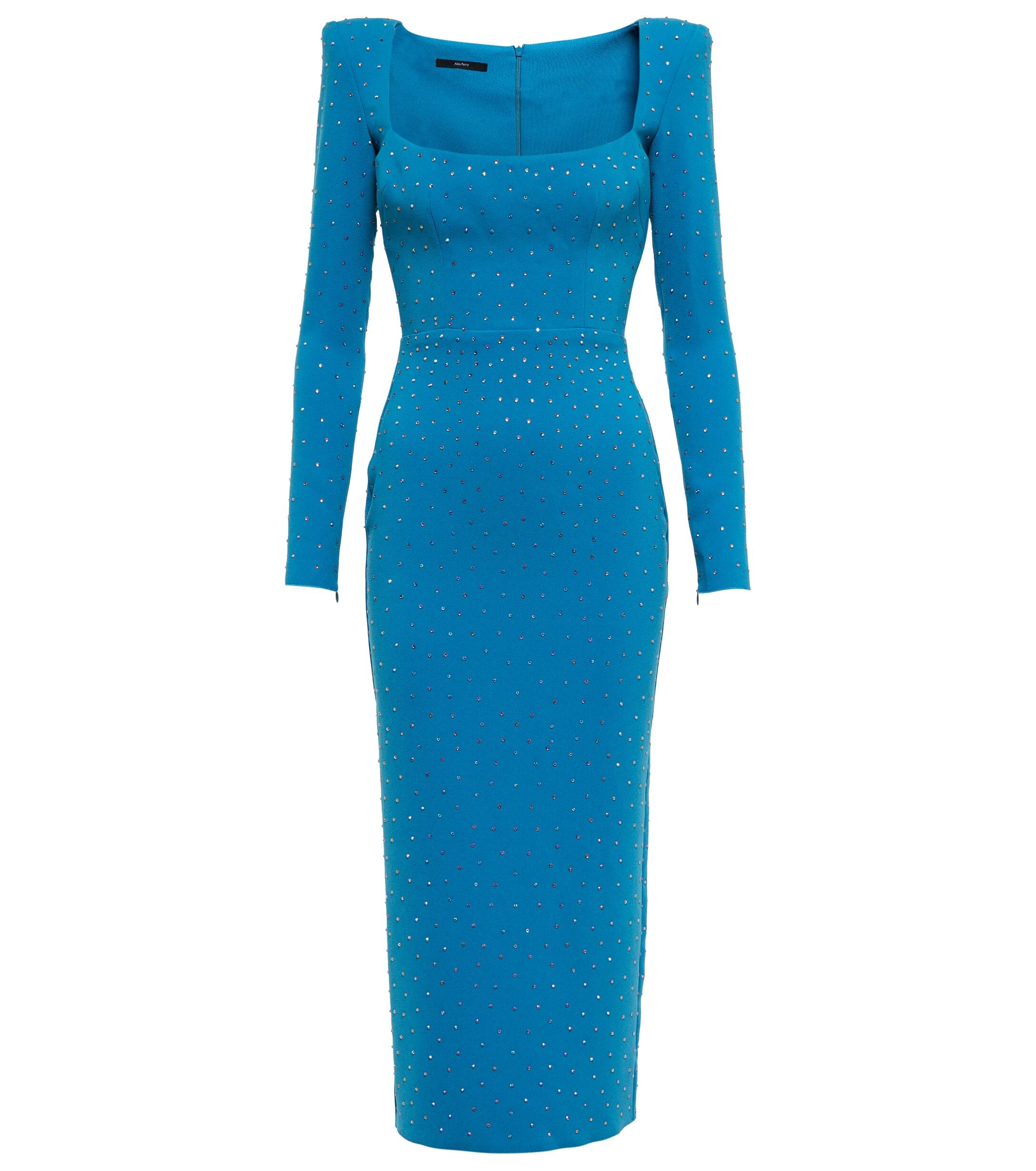Alex Perry Tiernan Crystal-embellished Midi Dress in Blue | Lyst Canada