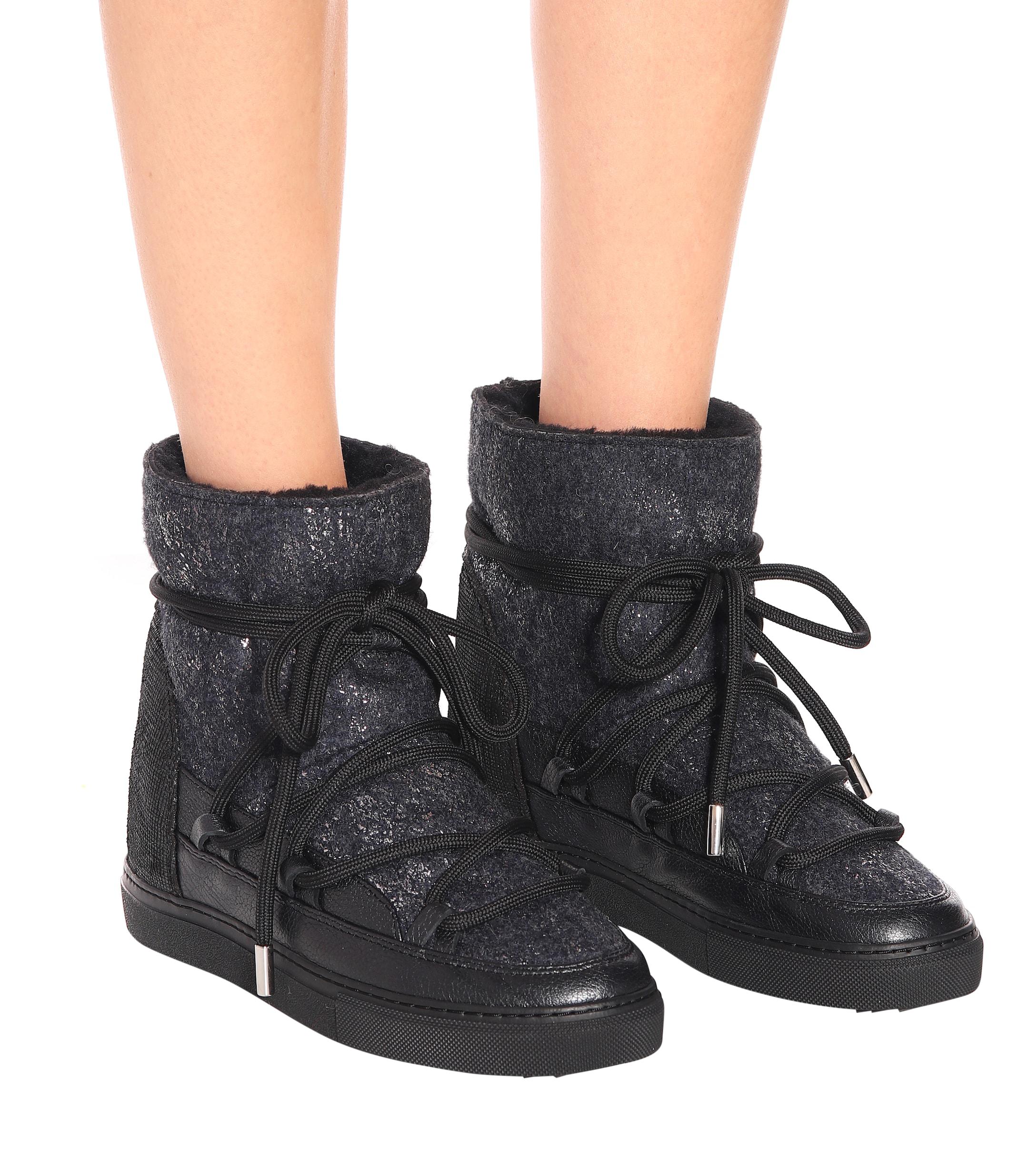 Womens Boots Inuikii Boots Inuikii Shearling And Leather Boots in Black 