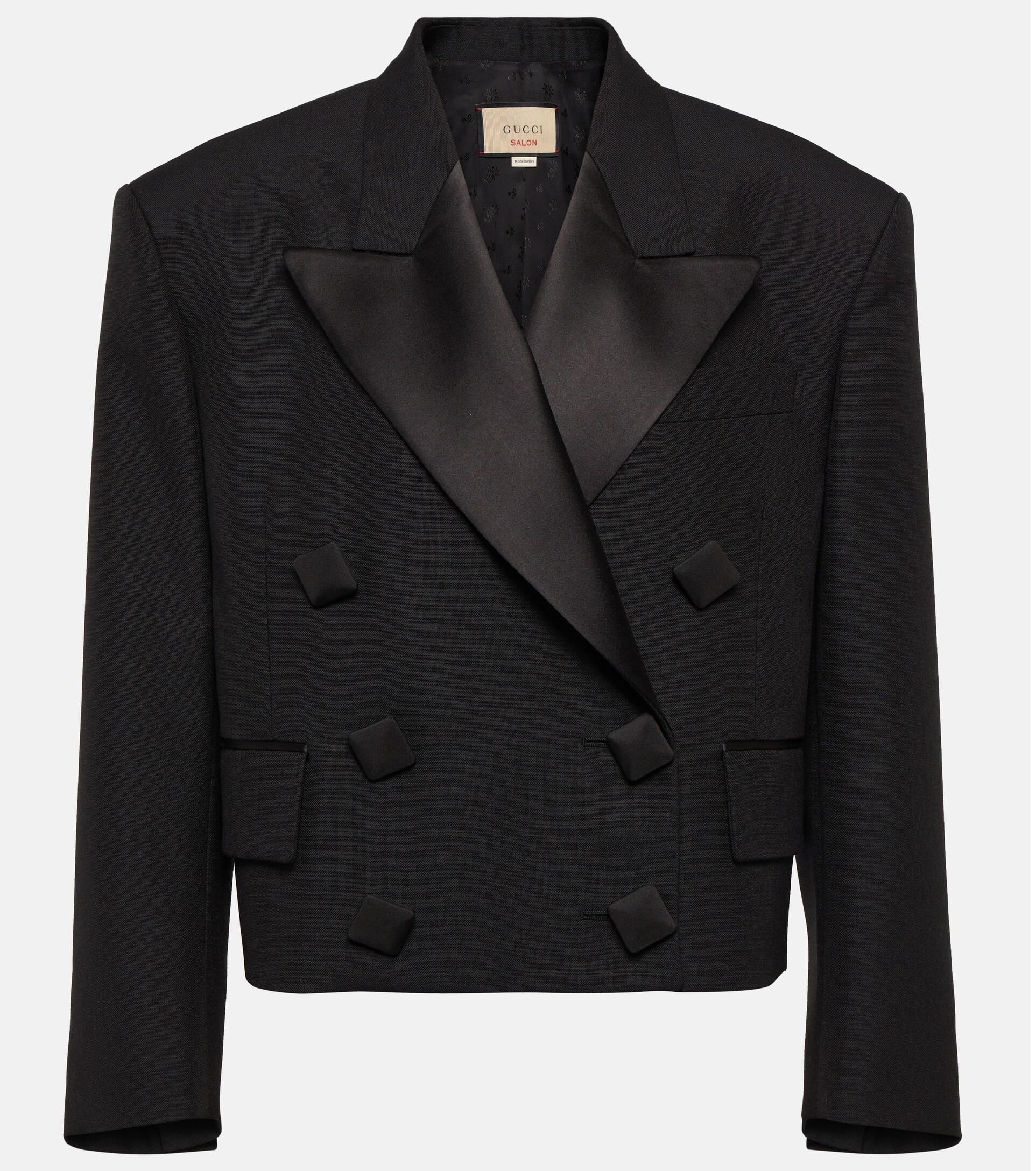 Gucci Cropped Wool And Mohair Blazer in Black Lyst
