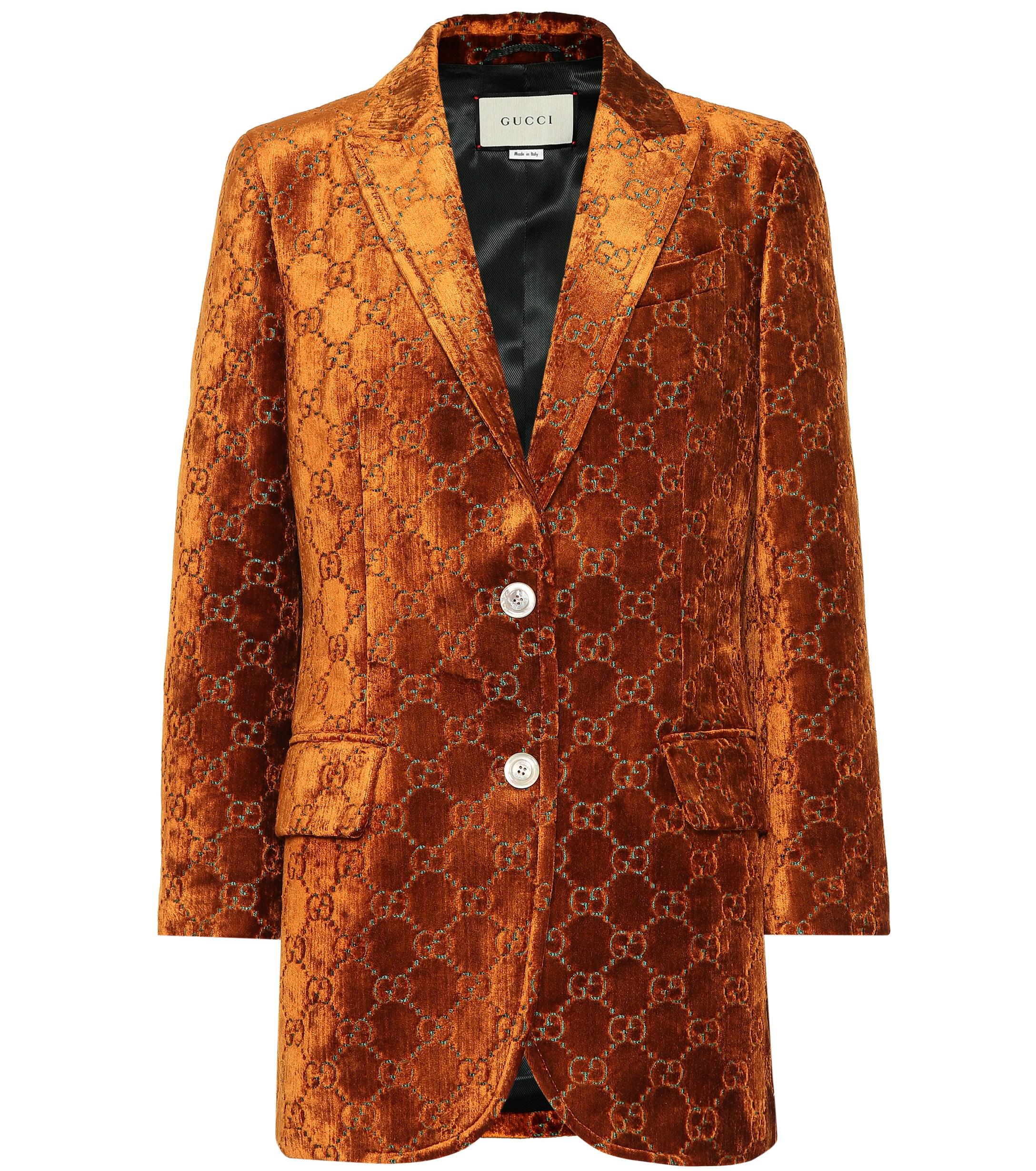 Gucci GG Velvet Blazer in Orange | Lyst