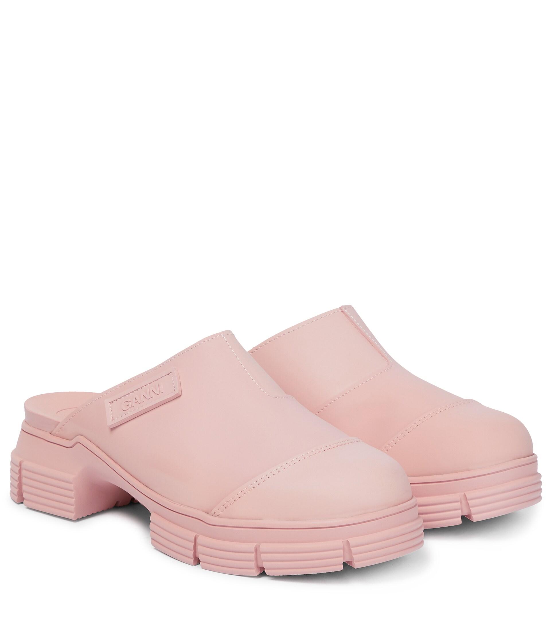 Ganni Logo Rubber Clogs in Pink Lyst