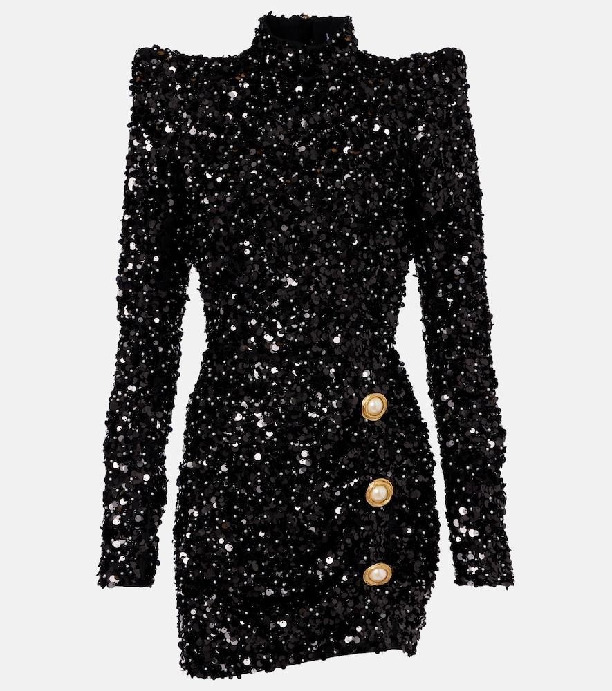 balmain glitter mini dress Sequin in Black occasion:party