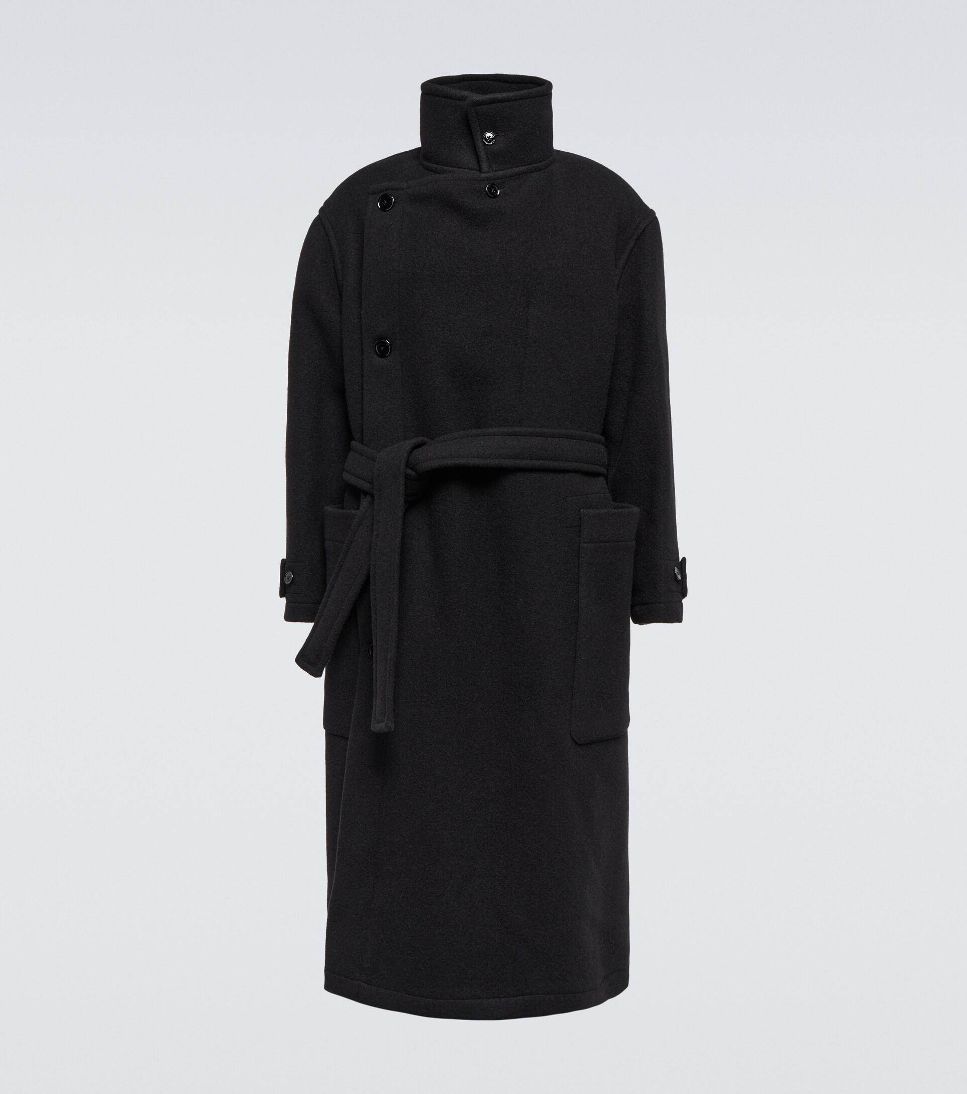Lemaire Wrap Virgin Wool Coat in Black for Men | Lyst