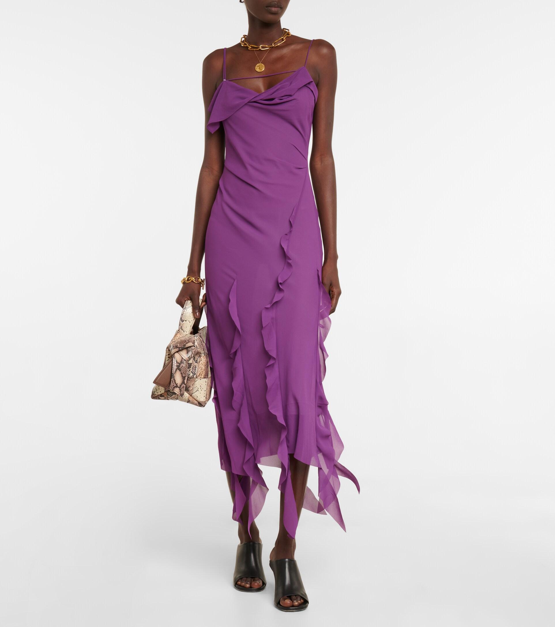 Acne Studios Ruffle-trimmed Slip Dress in Purple Lyst