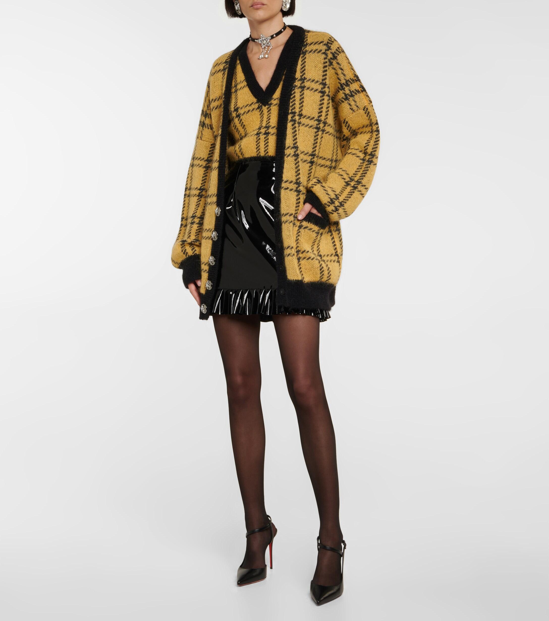Alessandra Rich Wool Checked Jacquard Vest in Metallic Womens Clothing Jumpers and knitwear Sleeveless jumpers 