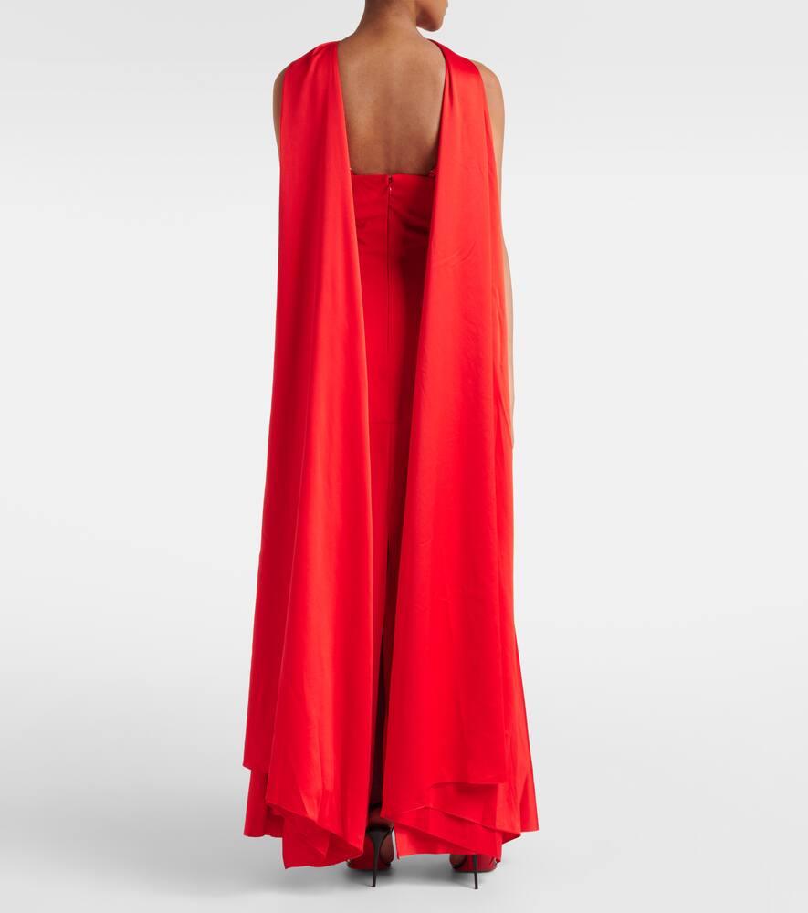 【SOLACE LONDON】エレガント♪Ceceサテンとクレープガウン Cece satin and crêpe gown in grey - Solace London | Mytheresa