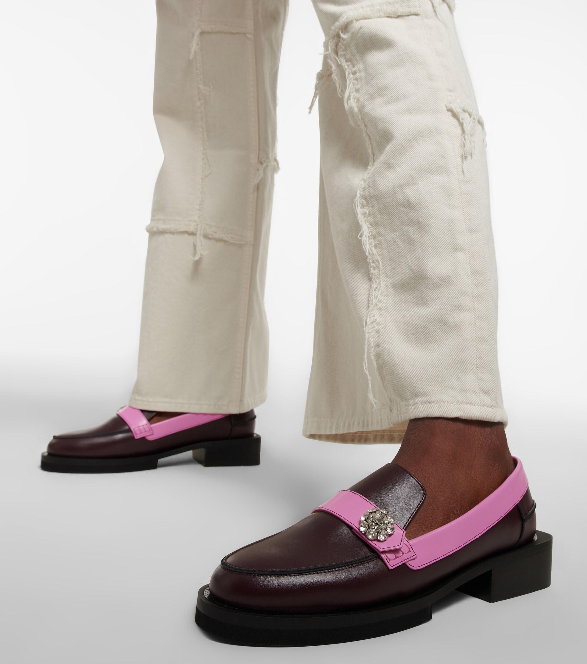 Ganni Embellished Leather Loafers | Lyst